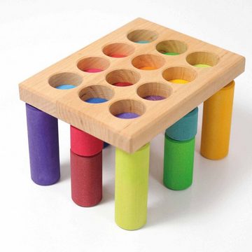 GRIMM´S Spiel und Holz Design Spielbausteine Steckspiel Walzen 12 Teile Holzspielzeug Stapelsteine