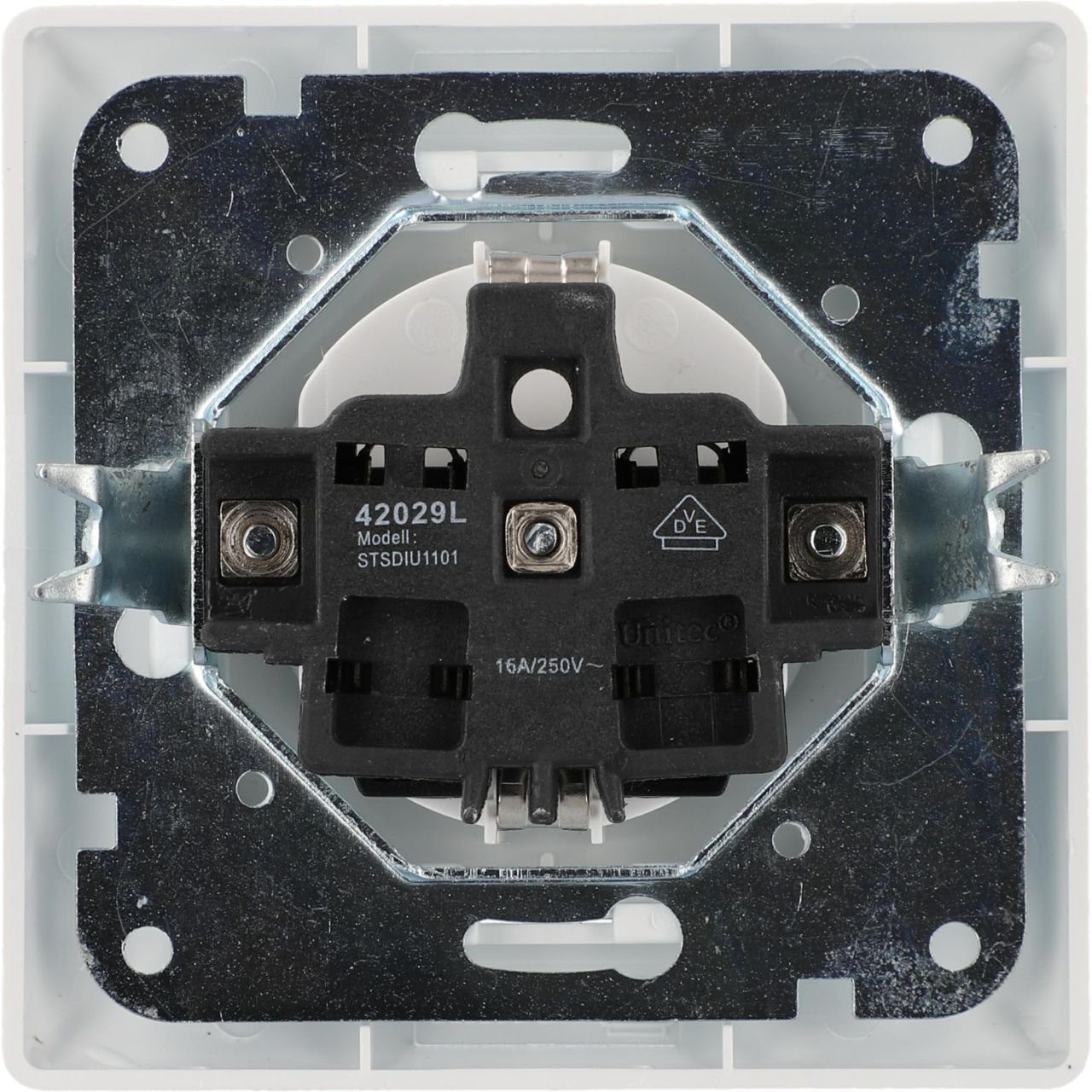 UNITEC Steckdose Unitec Steckdose mit Rahmen ultraweiß, Serie Genua