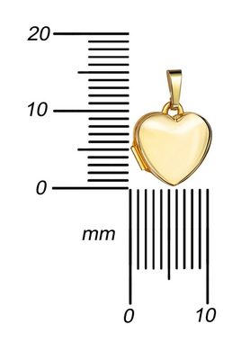 JEVELION Medallionanhänger Herz goldenes Medaillon aus Gold 585 zum Öffnen für 2 Bilder (Foto Amulett 585er Gold, für Damen und Mädchen), Mit Halsette vergoldet - Länge wählbar 36 - 70 cm oder ohne Kette.