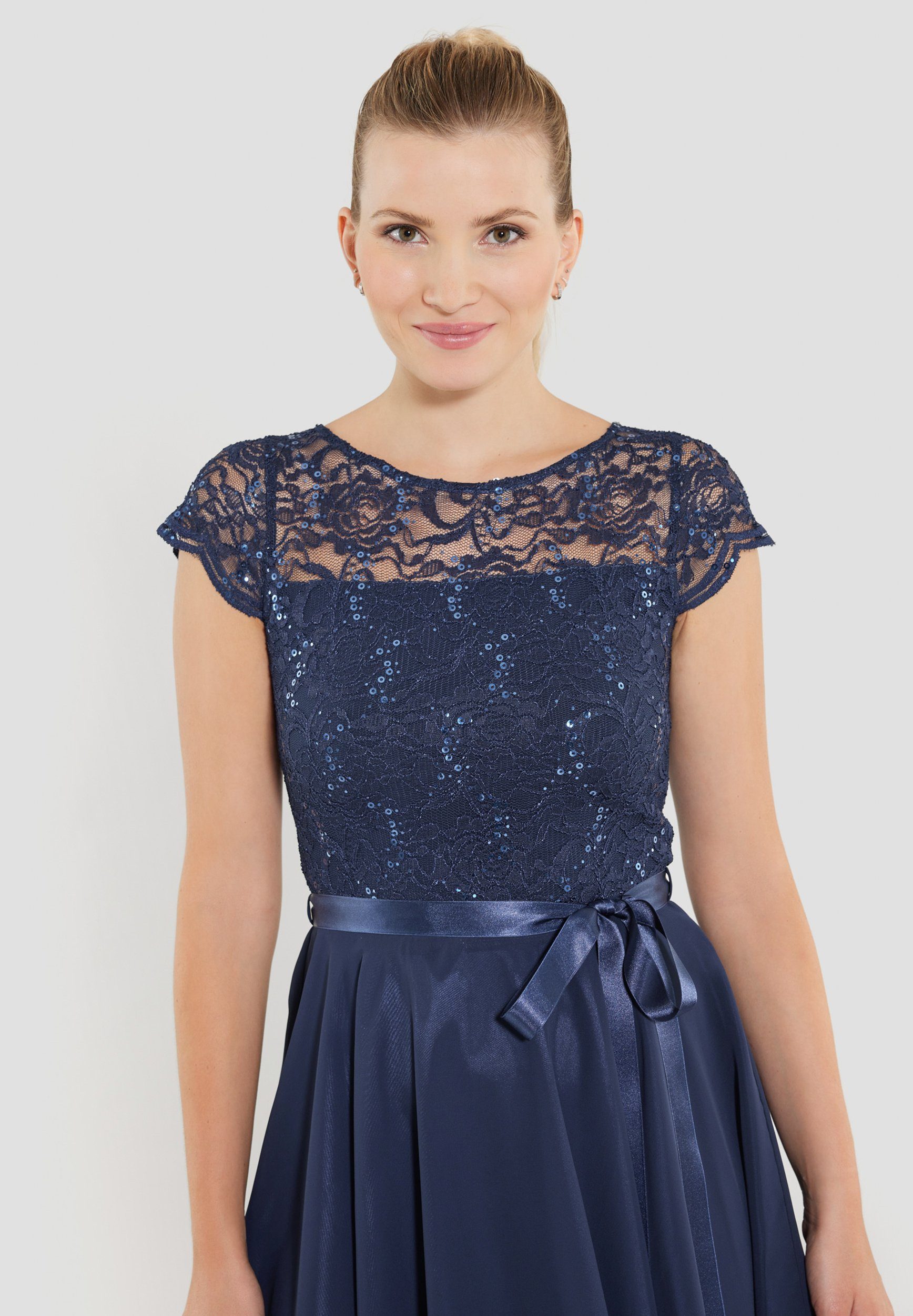 SWING Abendkleid Cocktailkleid aus Spitze und Chiffon