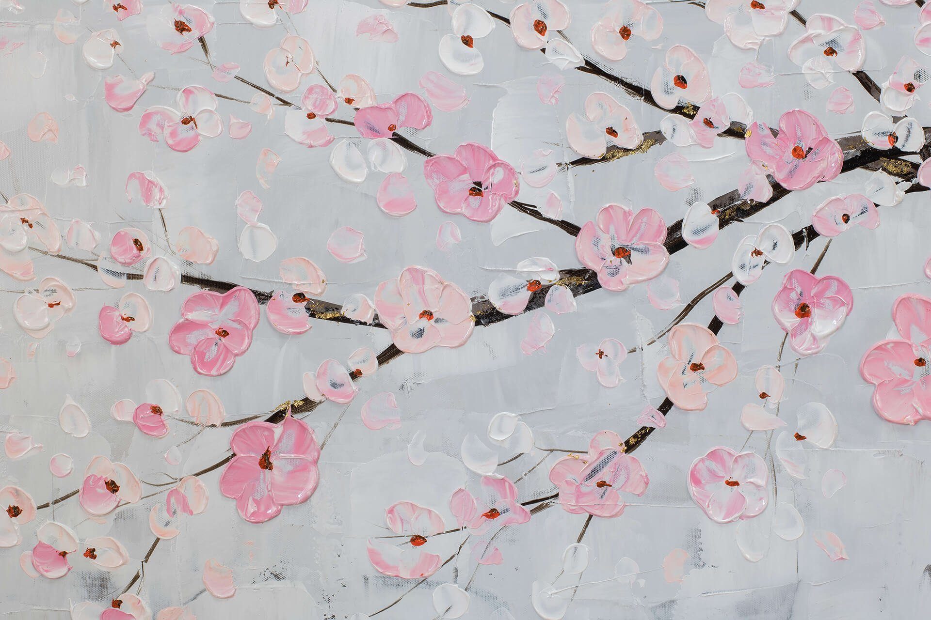Wohnzimmer Leinwandbild Gemälde KUNSTLOFT cm, Wandbild HANDGEMALT 100% Kirschblütentraum 123x63