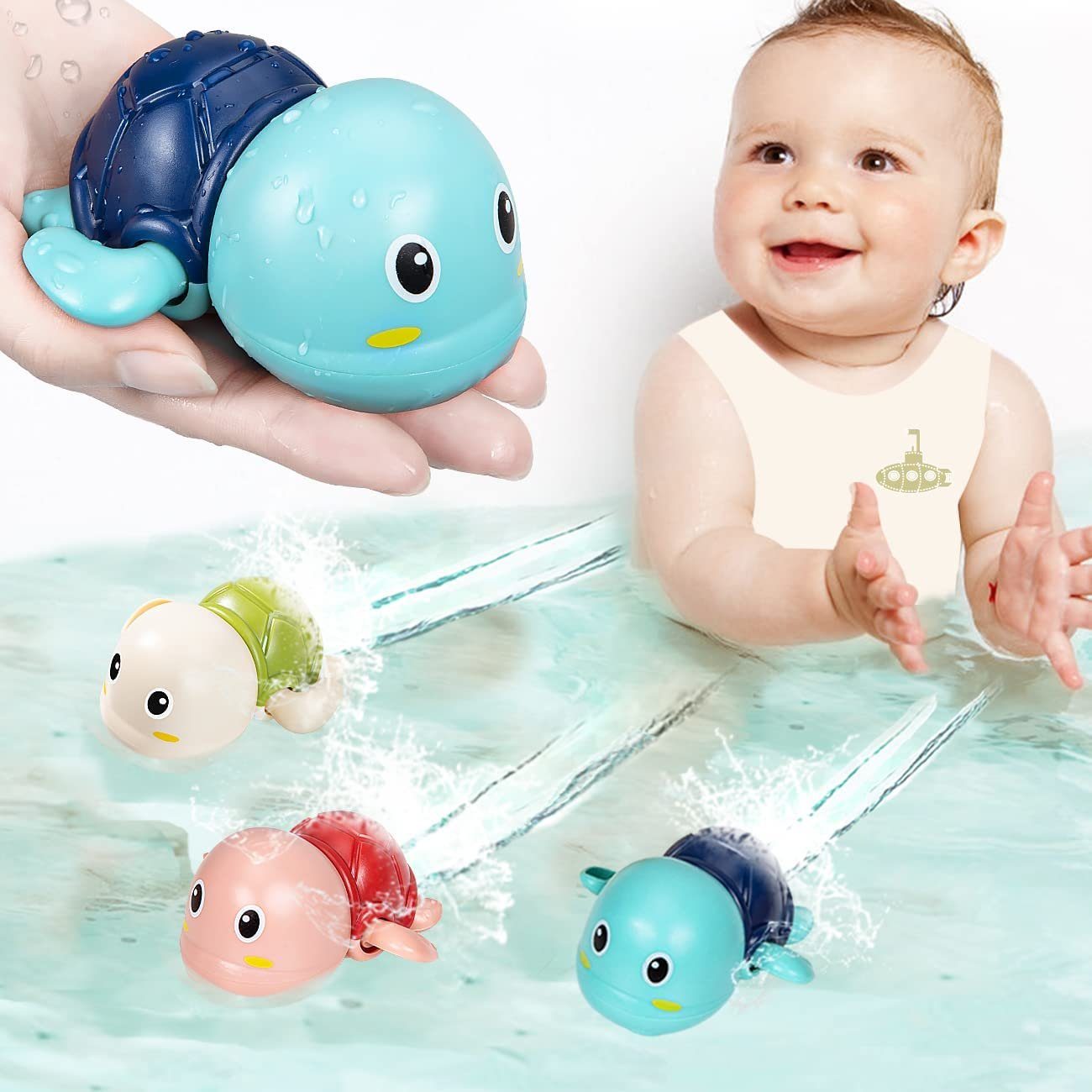 Spielen Sie Turtles Water Kinder Baby Baden Uhrwerk Swim Spielzeug Geschenk DE 