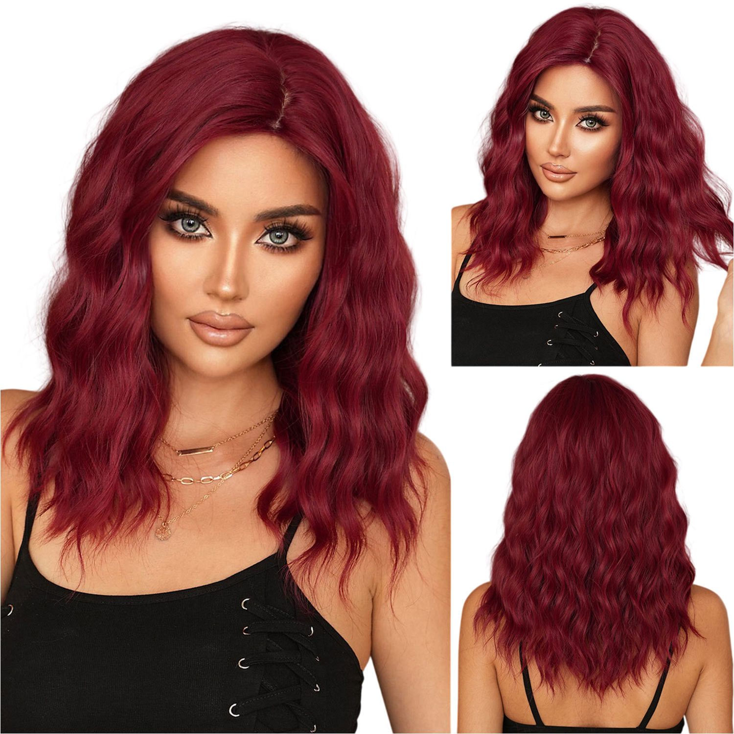 Refttenw Kunsthaarperücke Lockige Perücken für Frauen,mit Balayage Highlights