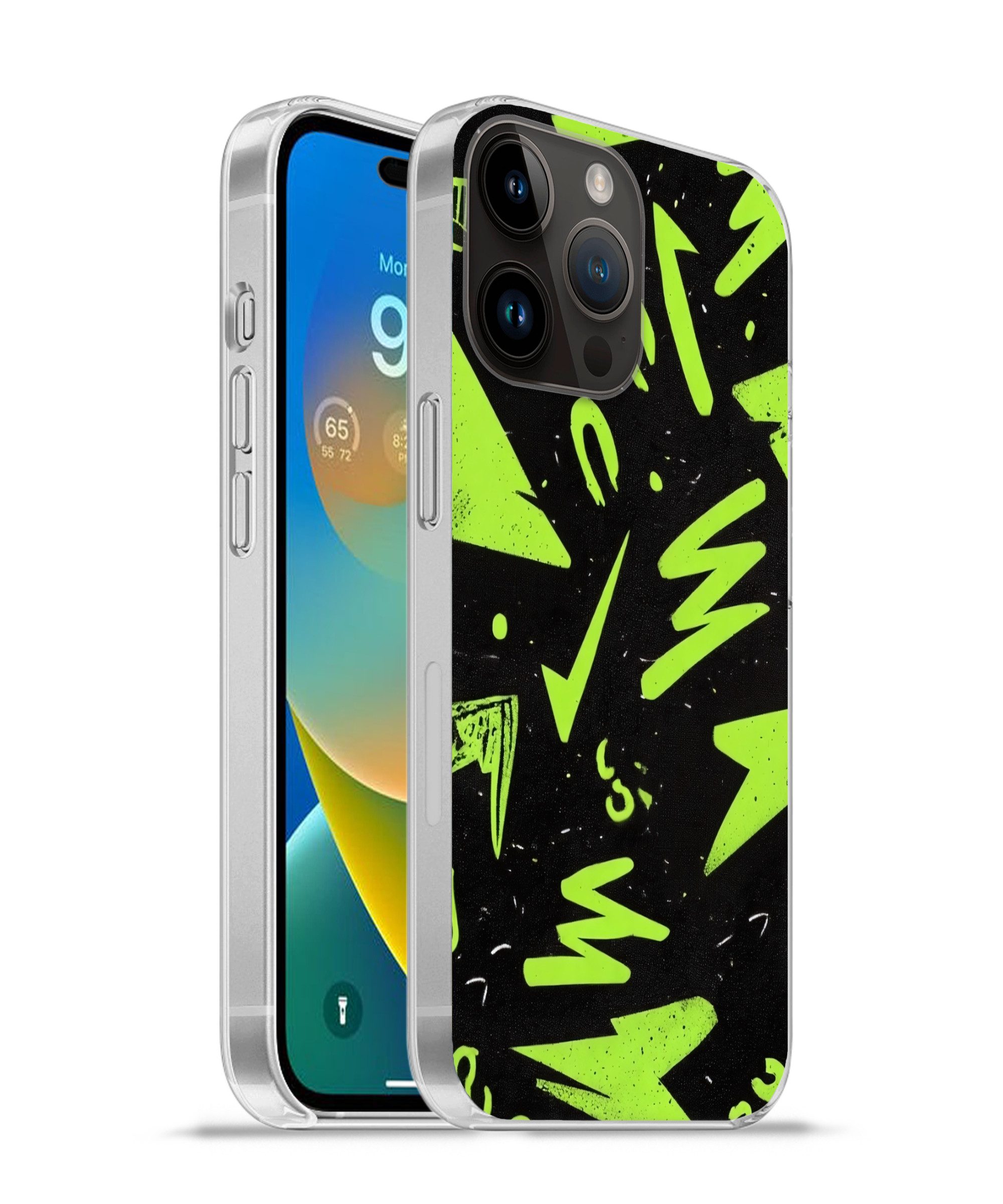 MuchoWow Handyhülle für Apple iPhone 14 Pro Spiele - Formen - Pfeile - Abstrakt - Schwarz, Smartphone-Bumper, Print, Handy Schutzhülle Dünn