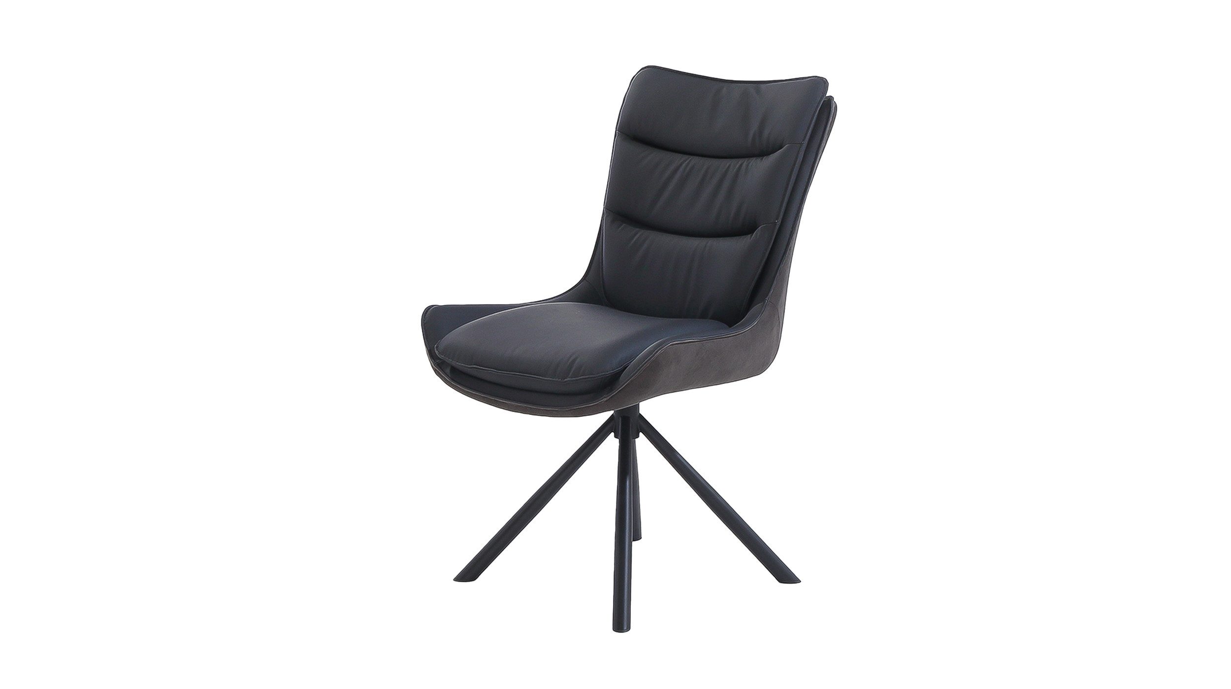 Massivart® Polsterstuhl drehbar 360 Grad, Esszimmerstuhl aus Echtleder & Stoff, »MAURICE«, Griff am Rücken · Metallgestell schwarz