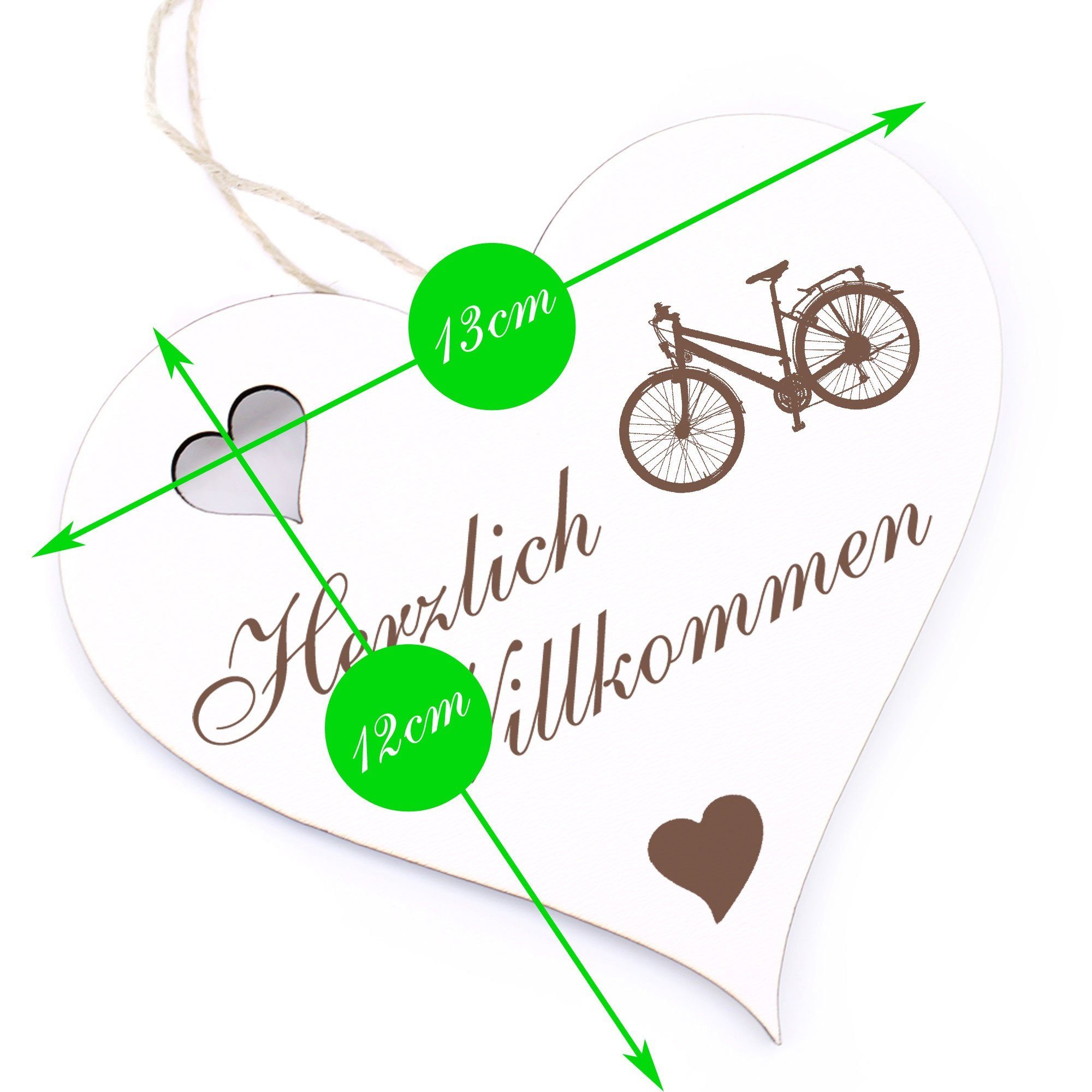 Damenrad Dekolando Hängedekoration 13x12cm Willkommen Herzlich - -