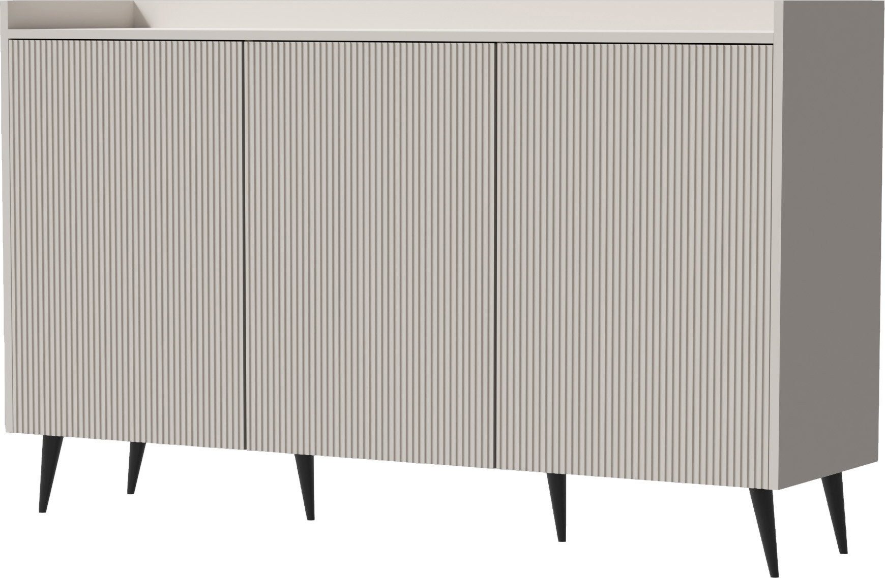 WFL GROUP Sideboard Arysa für Wohnzimmer, Schlafzimmer (erhältlich in 2 Größen – 125/150 cm Breit), griffloser Sideboard mit gerillte Fronten