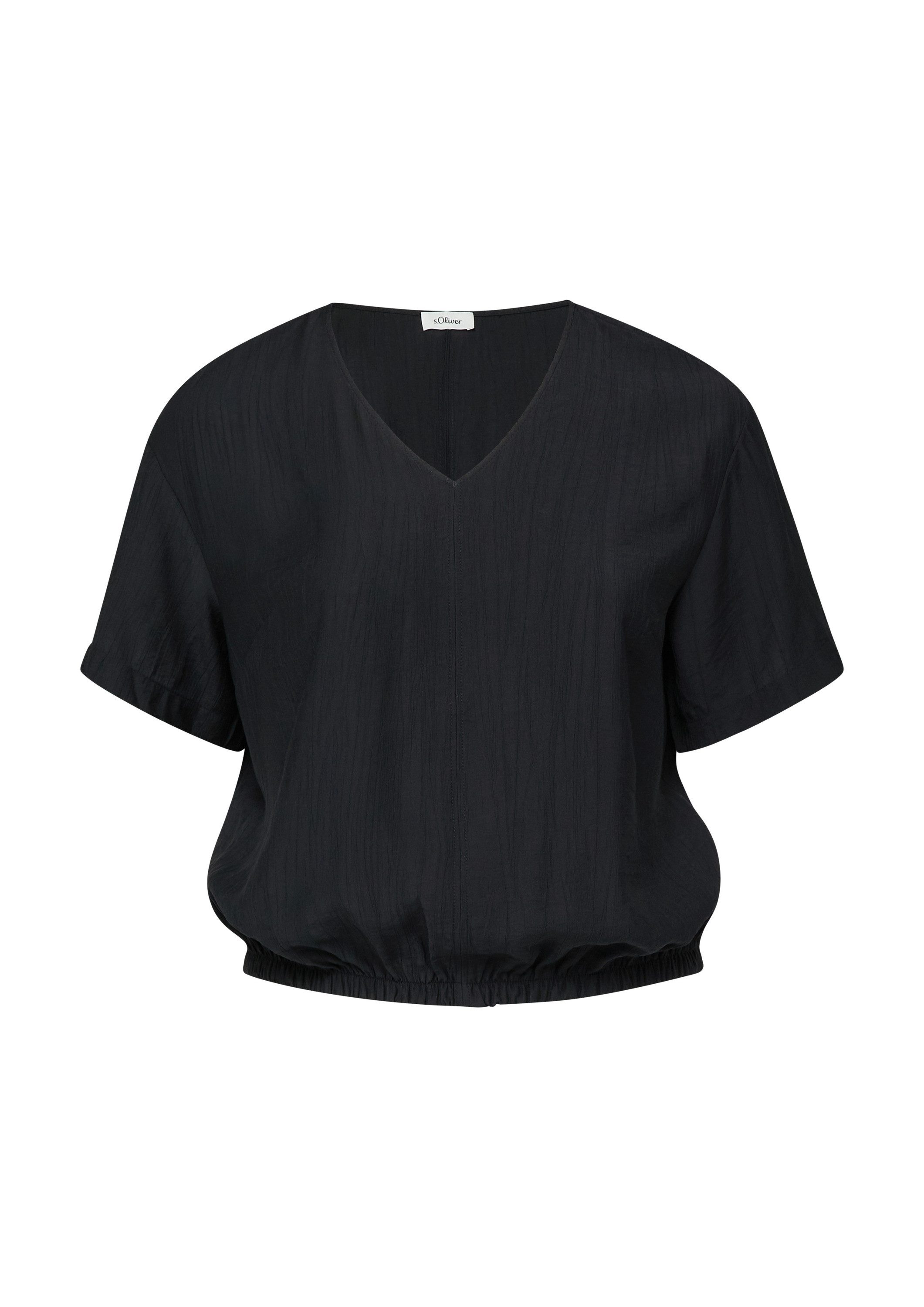 s.Oliver Kurzarmbluse Bluse Strukturierte Bluse im O-Shape