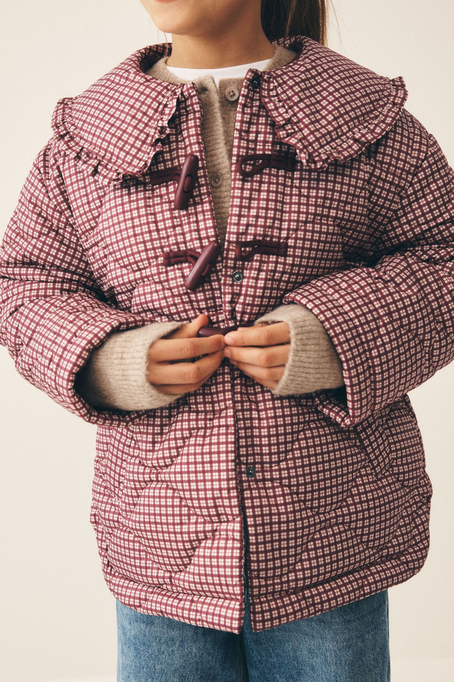 Steppjacke Wasserabweisende Steppjacke mit Rüschenkragen