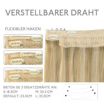 Wennalife Echthaar-Extension Echthaarverlängerungen, Halo-Haare,hellblond, goldblond hervorgehoben