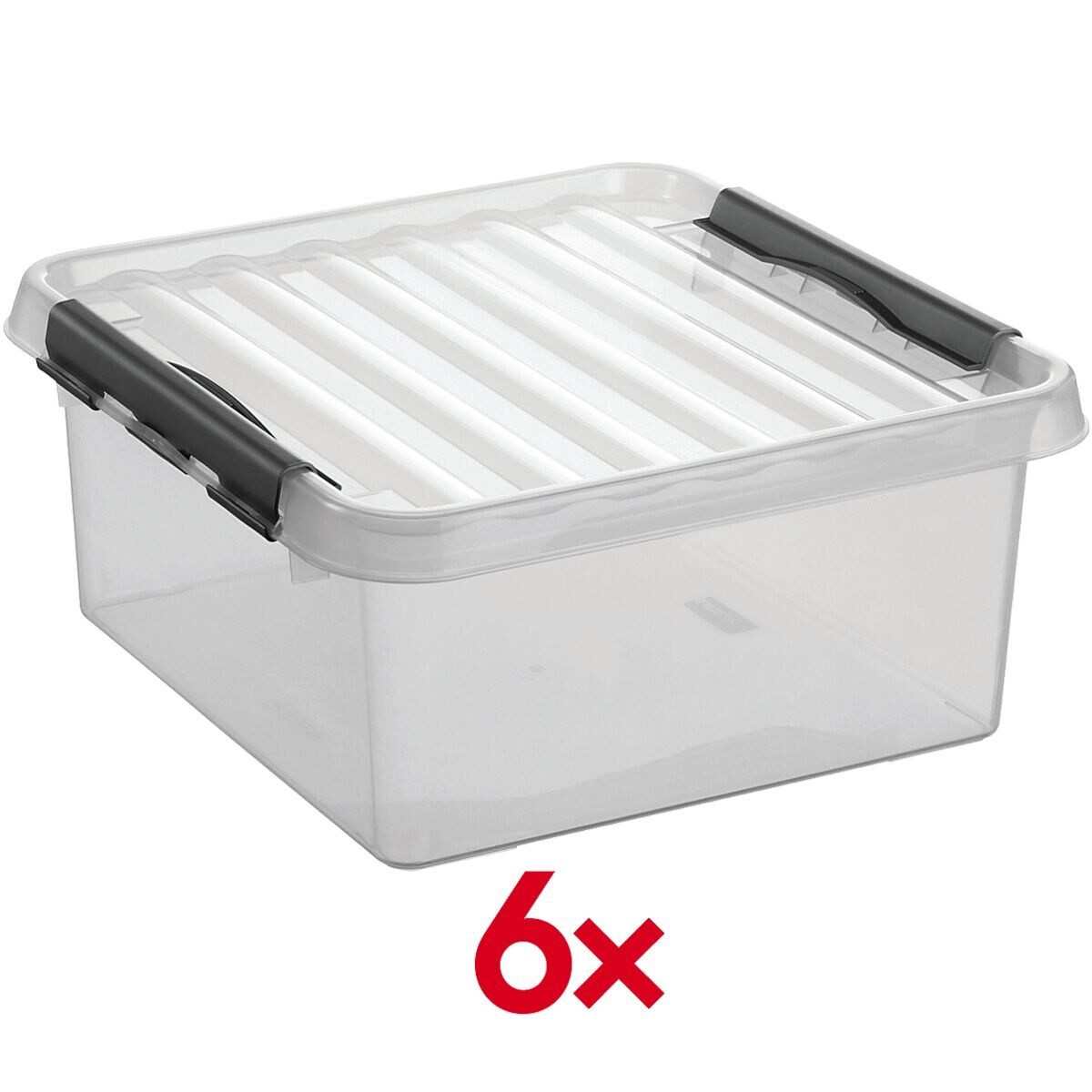 Sunware Aufbewahrungsbox the q-line (6 St), 18 Liter, verschließbar, stapelbar, staubgeschützt