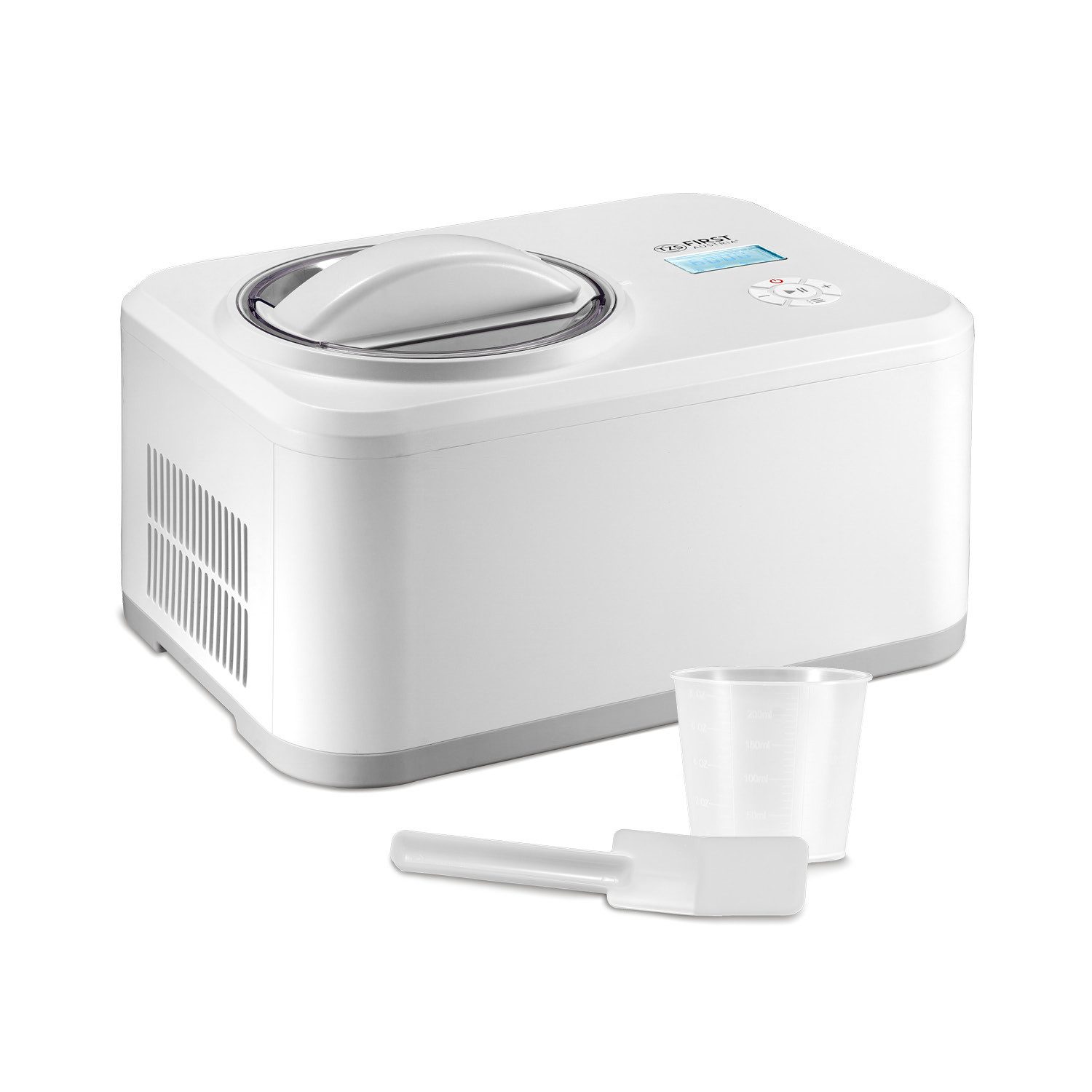 TZS FIRST AUSTRIA Eismaschine 1,5L, 120W, Kompressor & Kühlhaltefunktion, 60-Min Eis, 8-Std Joghurt, 1 l, 135 W, entnehmbarer 1,5L Eisbehälter, Eismaschine, inkl. Messbecher, Spatel