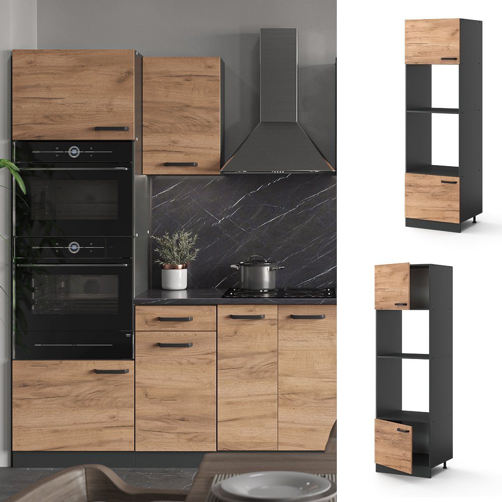 Vicco Mikrowellenumbauschrank R-Line, Goldkraft Eiche/Anthrazit, 60 günstig online kaufen