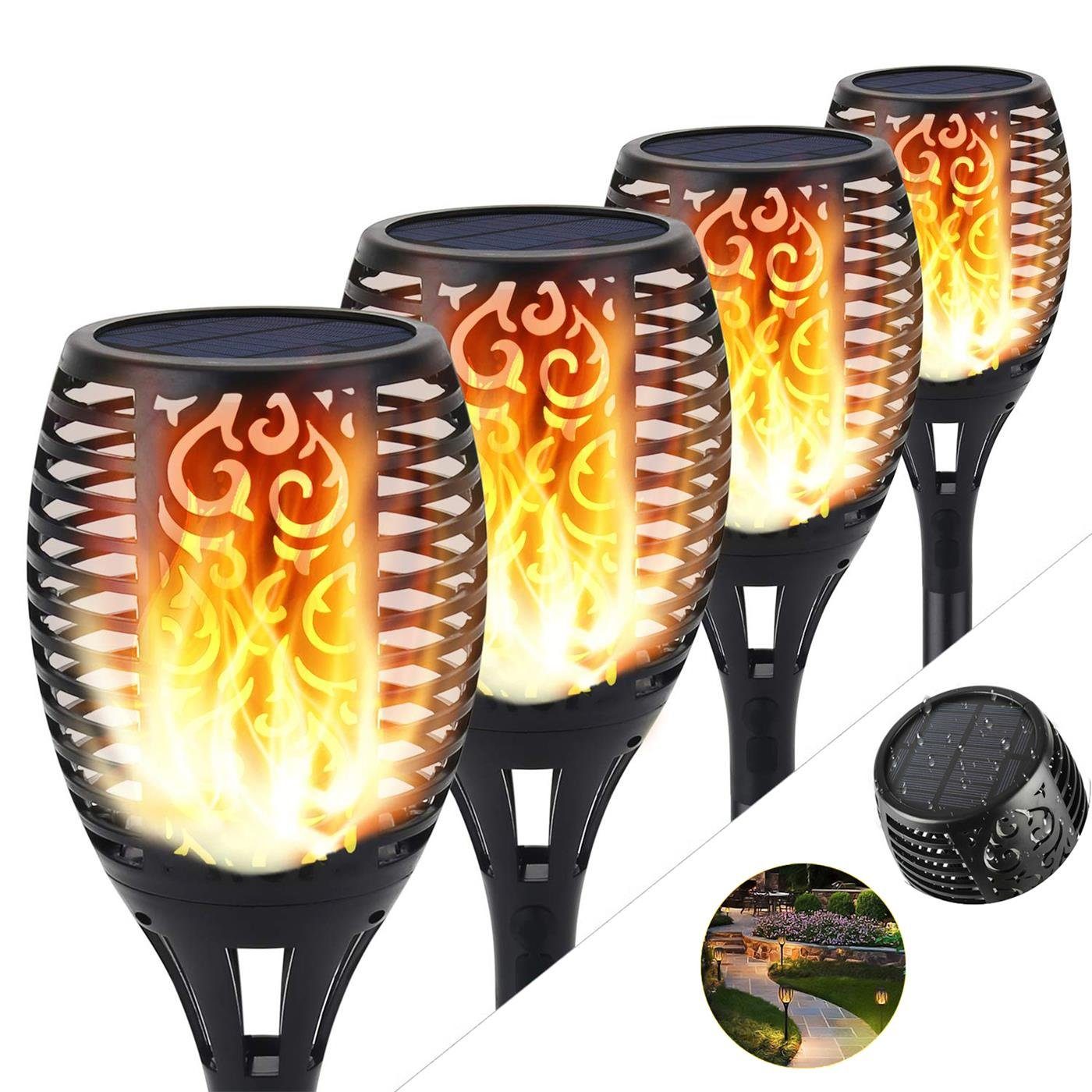 VERCO Gartenfackel Solarleuchte, Lampe fest integriert, günstig online kaufen
