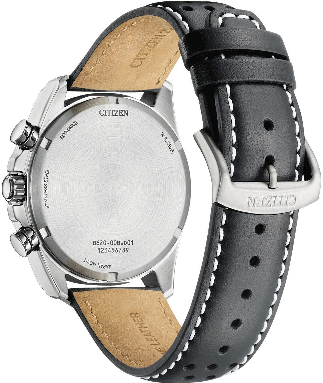 Citizen Chronograph CA4640-09A, Armbanduhr, Solar, Herrenuhr, Lederarmband, analog, Tag, Stoppfunktion