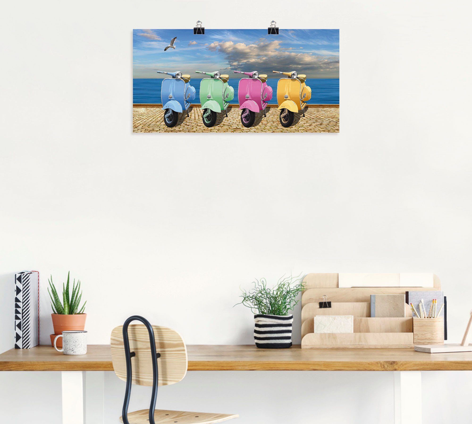 Wandbild Größen (1 Alubild, oder & Leinwandbild, St), versch. in in Wandaufkleber Vespa-Roller Farben, Poster als Motorräder Roller Artland bunten