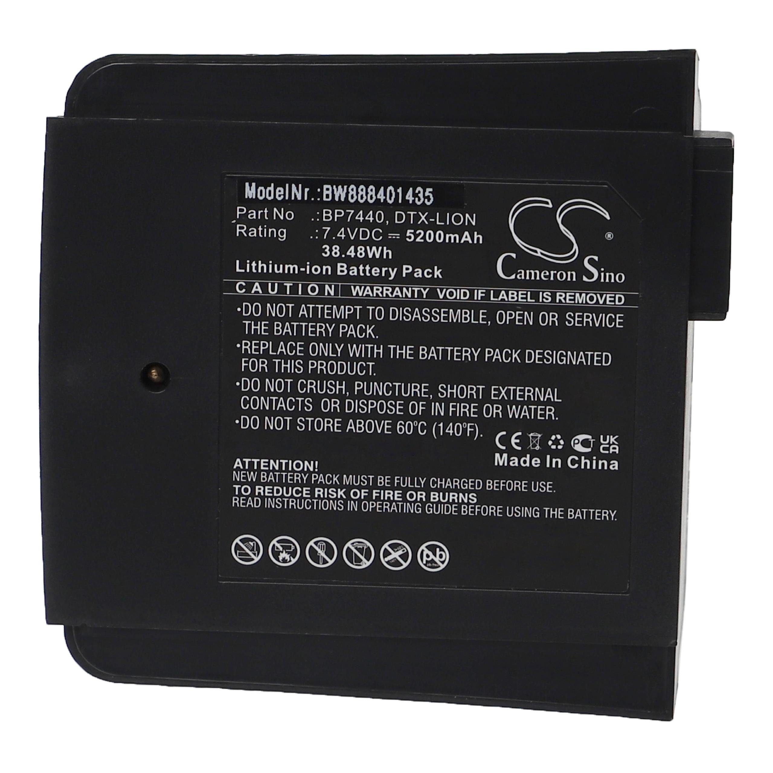 vhbw Ersatz für Fluke DTX-LION, BP7440 für Akku Li-Ion 5200 mAh (7,4 V)