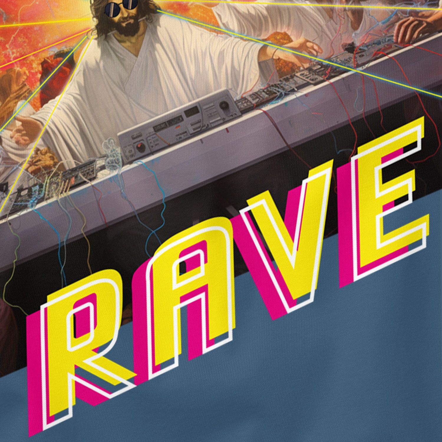 Neverless Print-Shirt Herren T-Shirt Techno The Last Rave Parodie Das letzte Abendmahl mit Print