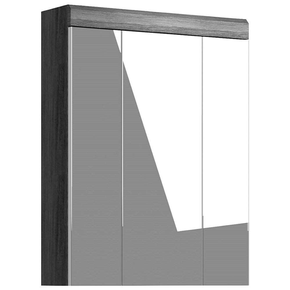 Lomadox Spiegelschrank SIROCO-158 in Rauchsilber mit weiß Hochglanz, 60cm breit
