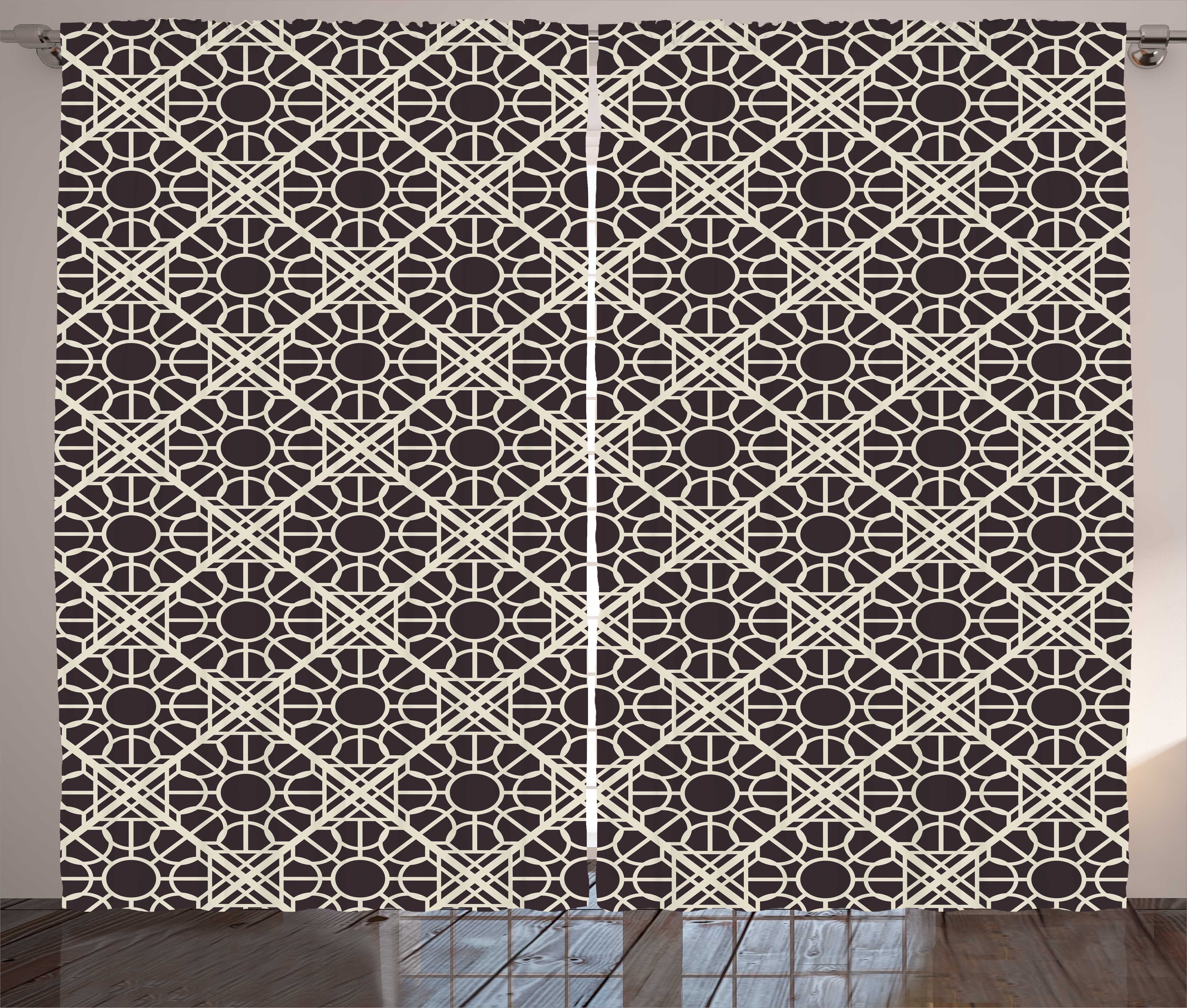 Schlaufen und Lacy Kräuselband Haken, Vorhang Stil Gardine mit Ethnisch Kreise Schlafzimmer Arabian Abakuhaus,