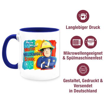 Shirtracer Tasse Heute bin ich mutig, heldenhaft, stark - Gast Geschenk Feuerwehr Sam, Keramik, Feuerwehrmann Sam Tasse