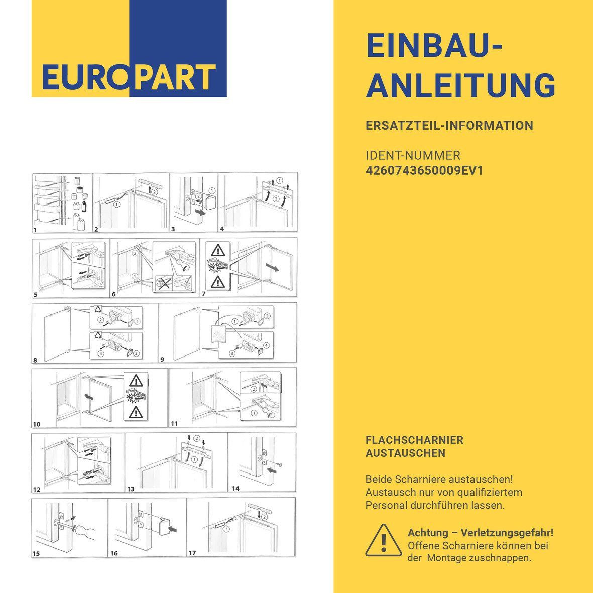 easyPART Montagezubehör Kühlschrank wie NEFF 10052968 EUROPART 10052968 Türscharnier, Kühlschrank / Gefrierschrank