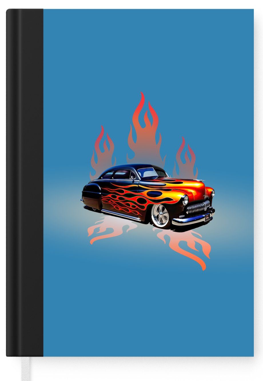 Tagebuch, - Seiten, Merkzettel, Haushaltsbuch - Feuer Blau A5, Notizbuch 98 Auto Notizheft, MuchoWow - - Vintage, Journal, Flammen