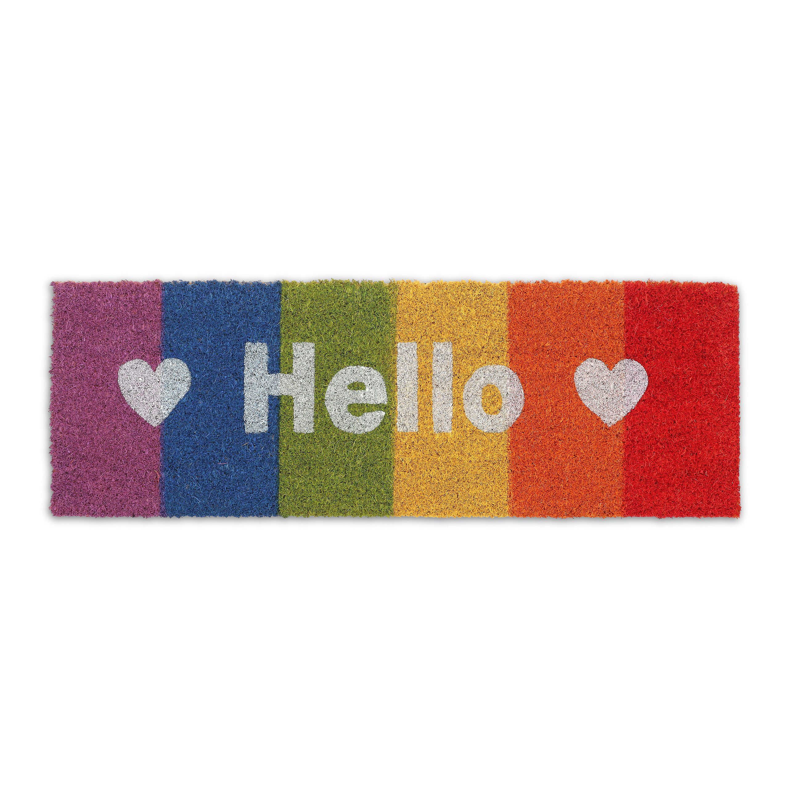 Fußmatte Kokos Fußmatte "Hello" Regenbogen, relaxdays, Höhe: 15 mm