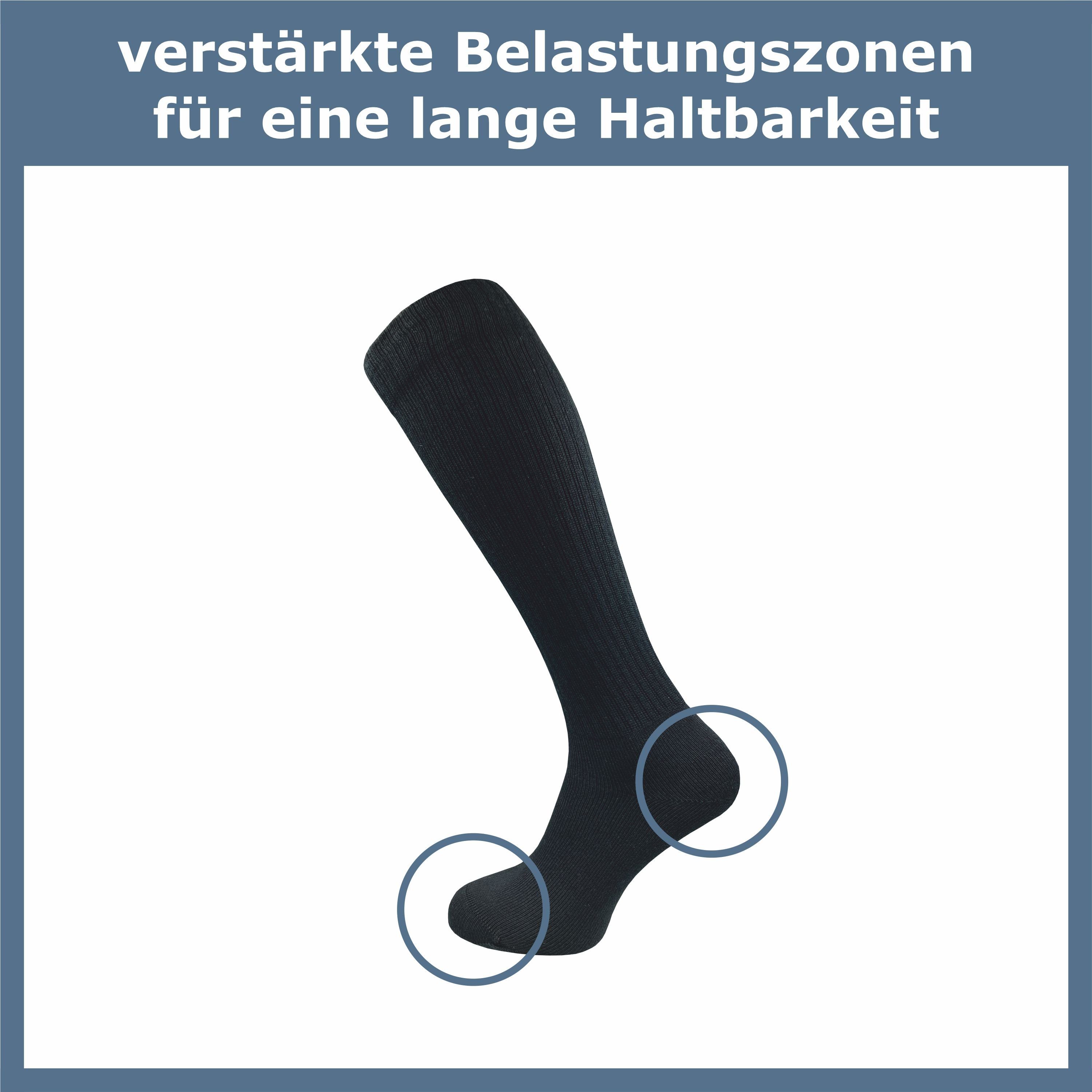 GAWILO Kniestrümpfe Retro für Damen mit stylischen Streifen, weiß & schwarz, aus Baumwolle (2 Paar) Knielange Socken im sportlichen Look - auch zum Wandern geeignet
