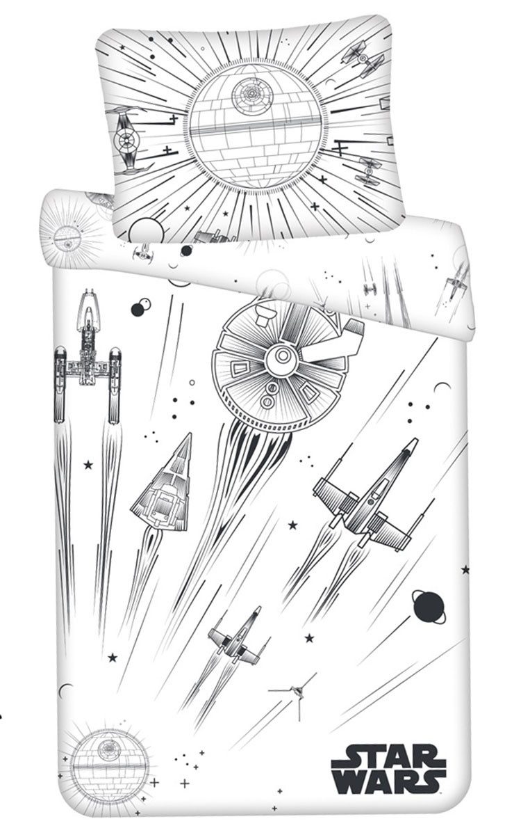 Star Wars Kinderbettwäsche Bettwäsche Set Star Wars "Death Star" leuchtet, günstig online kaufen