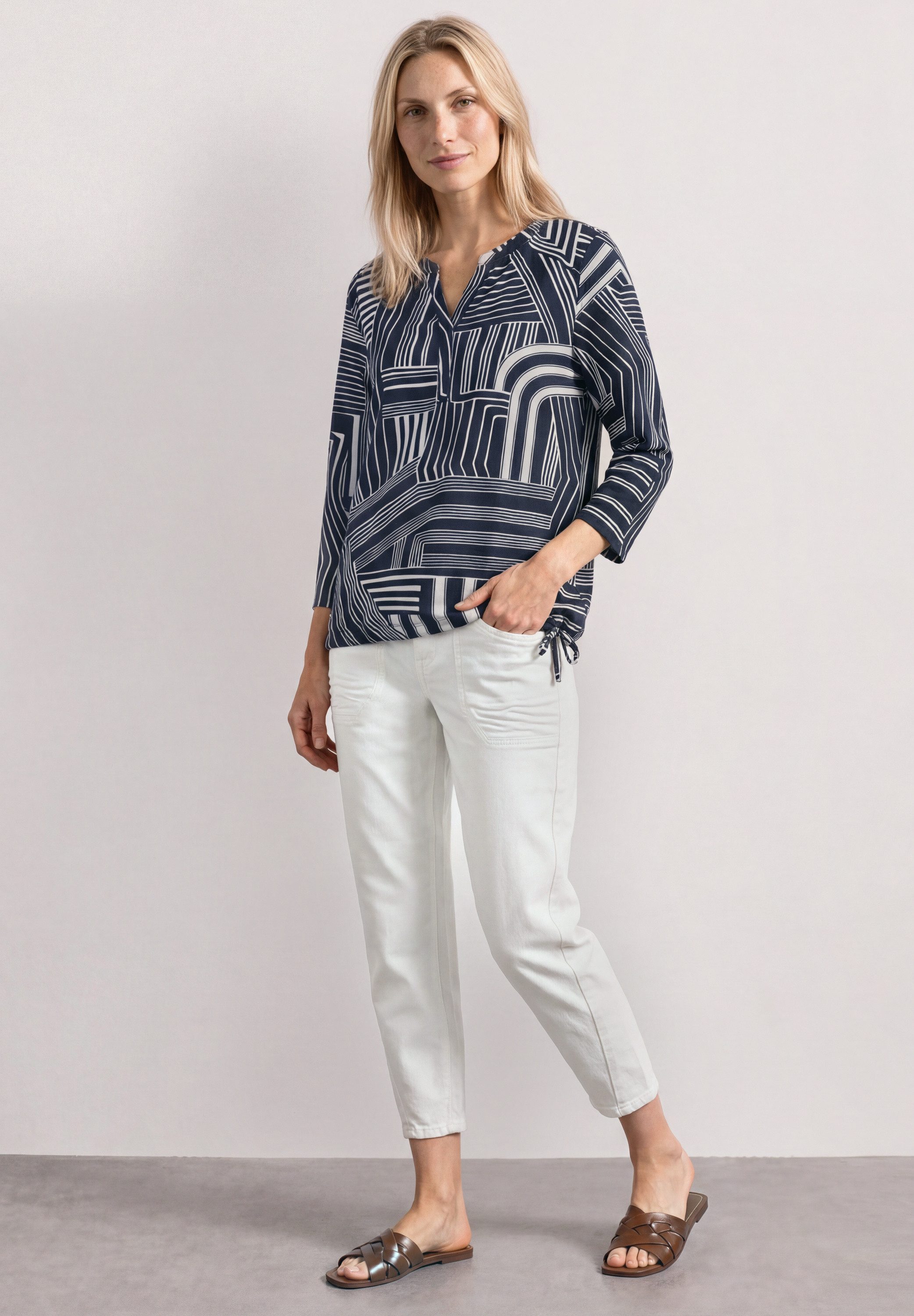 STREET ONE 3/4-Arm-Shirt Elastiksaum mit Knotendetail – Bild 3 von 5
