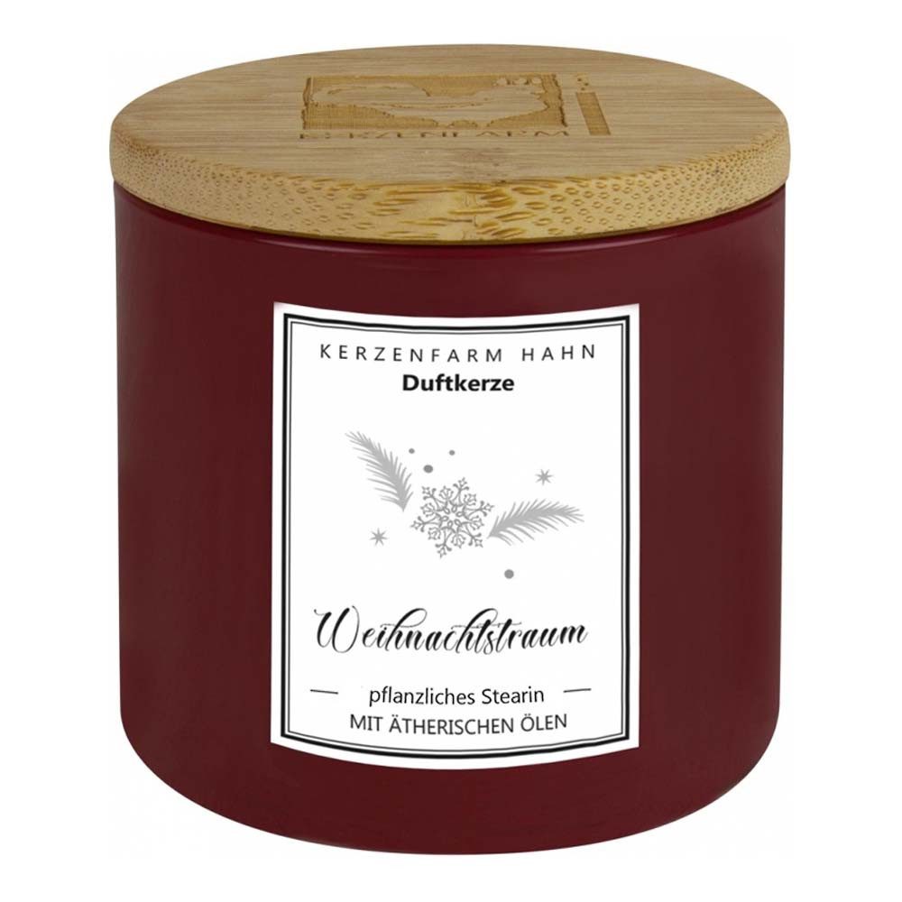 Kerzenfarm Hahn Formkerze Duftkerze Trendglas - Weihnachtstraum rot günstig online kaufen