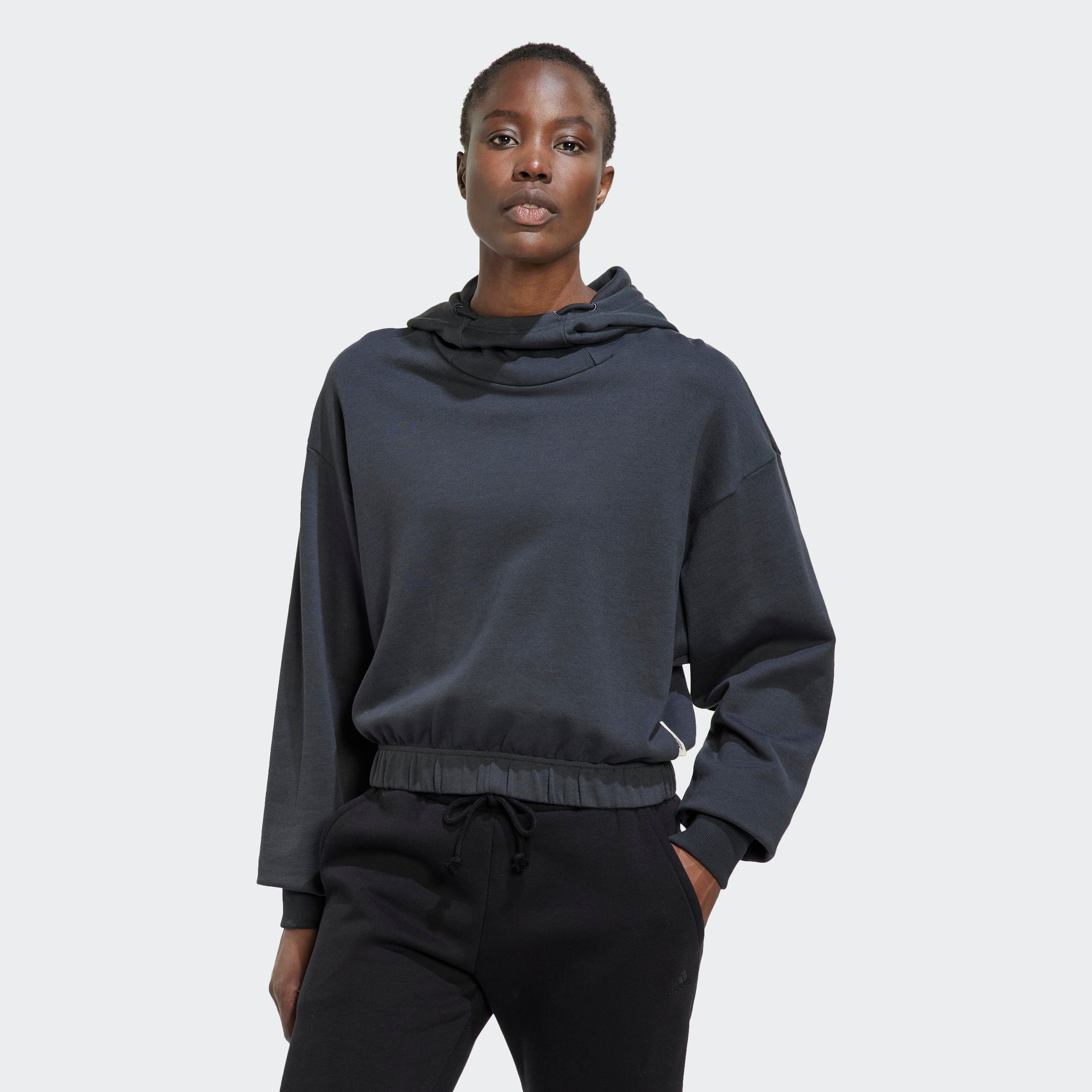LOUNGE HOODIE adidas Sweatshirt CARBON Sportswear CROPPED STUDIO