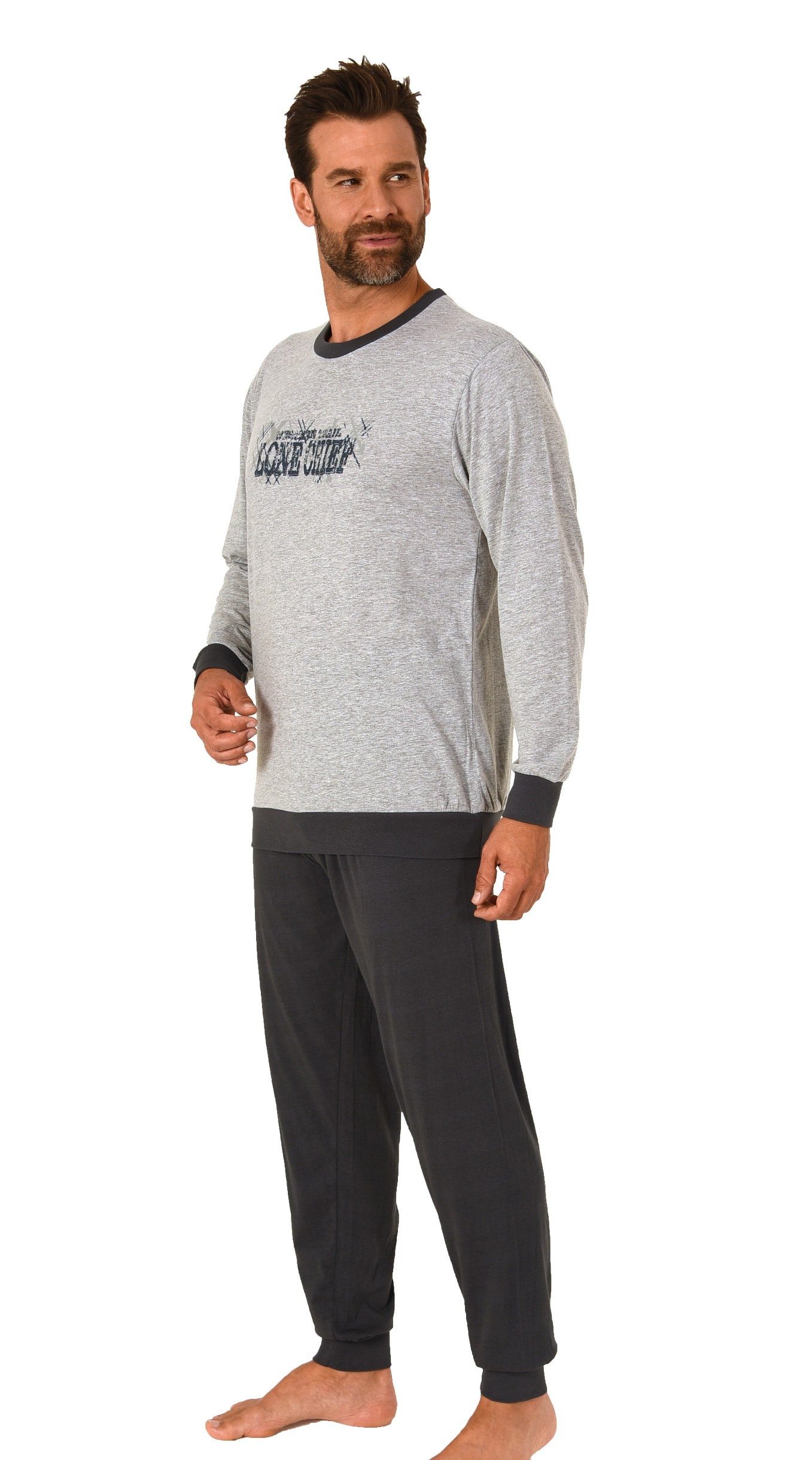 RELAX by Normann Pyjama Herren Pyjama langarm Schlafanzug mit Bündchen und günstig online kaufen