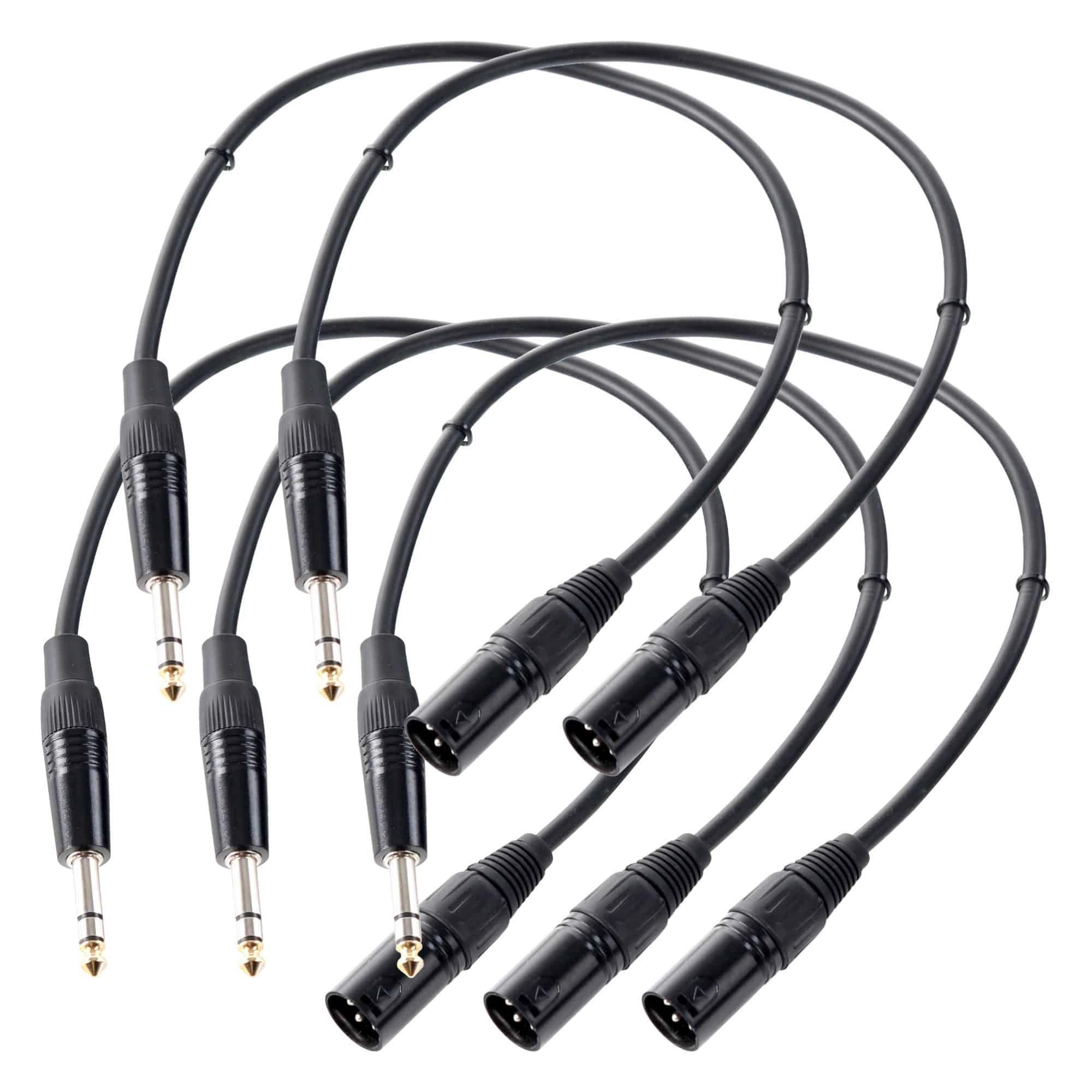 5er Set JXM-Kabel (6,3mm Stereo-Klinke -> XLR male 3-pol) Audio-Kabel