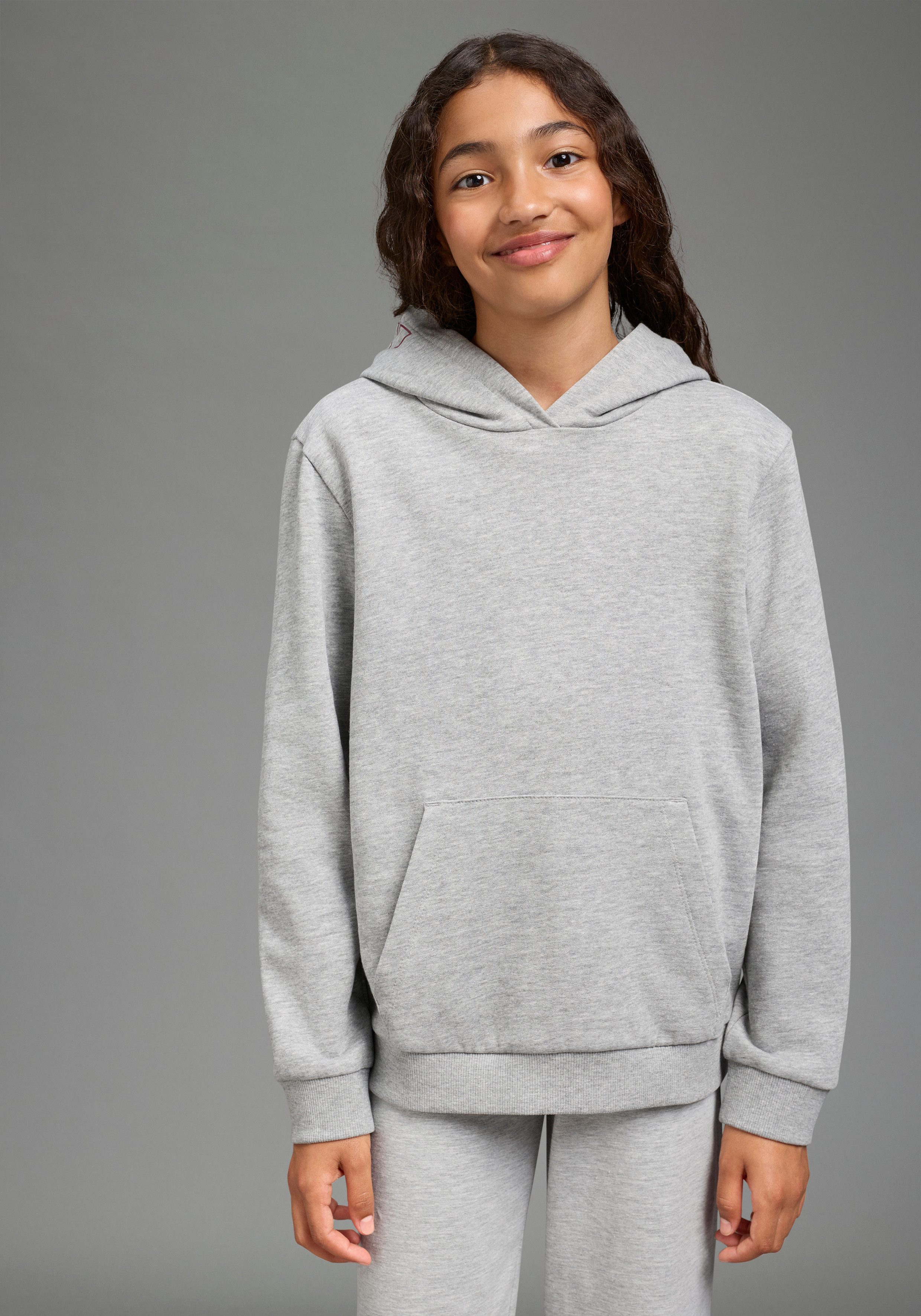 KIDSWORLD Kapuzensweatshirt, Hoodie mit Print auf der Kapuze Langarm, weite Passform, stylischer Druck, Basic-Stil