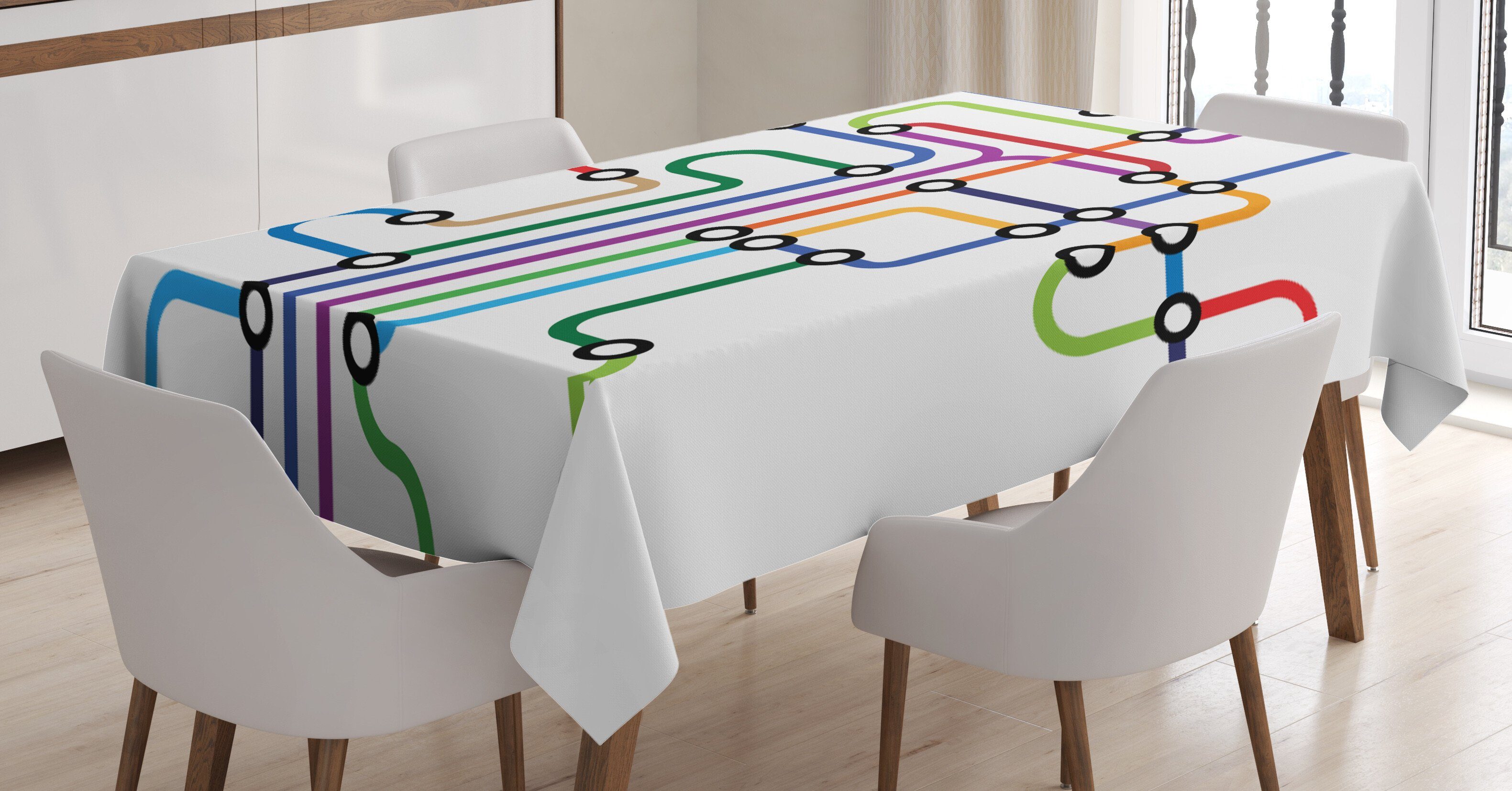 Karte den Klare Bunte Tischdecke Waschbar Farbfest Farben, Für Abakuhaus Bereich Abstrakte U-Bahn geeignet Außen