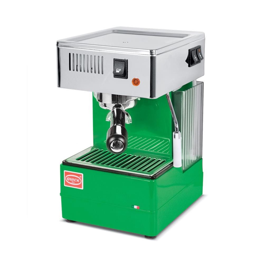 Quickmill Siebträgermaschine Stretta Grün Espresso Kaffeemaschine Thermoblock, kompakte Größe, schnelles Aufheizen, Wassertank, Made in Italy