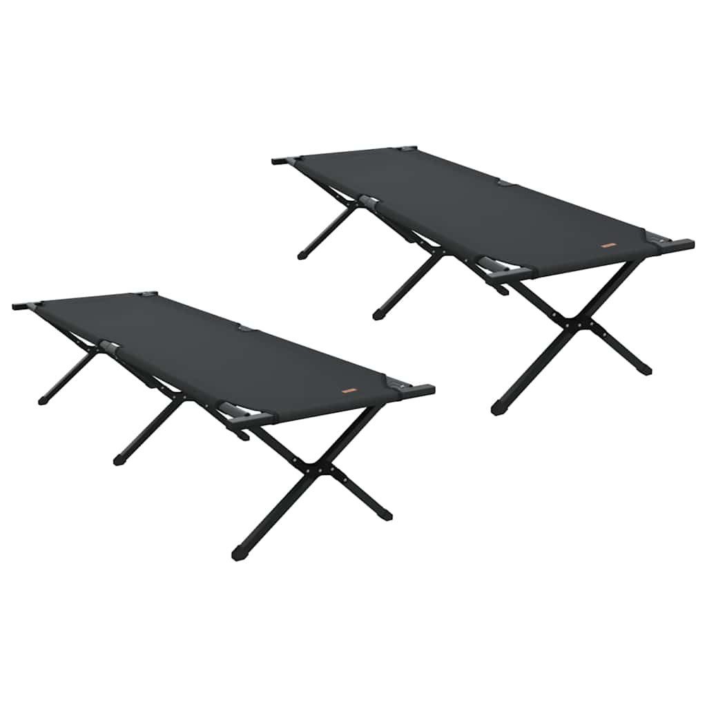 vidaXL Bett Klapp Schlafbett fürs Camping 2 stk. Schwarz 193 x 69 x 45 cm (2-tlg)