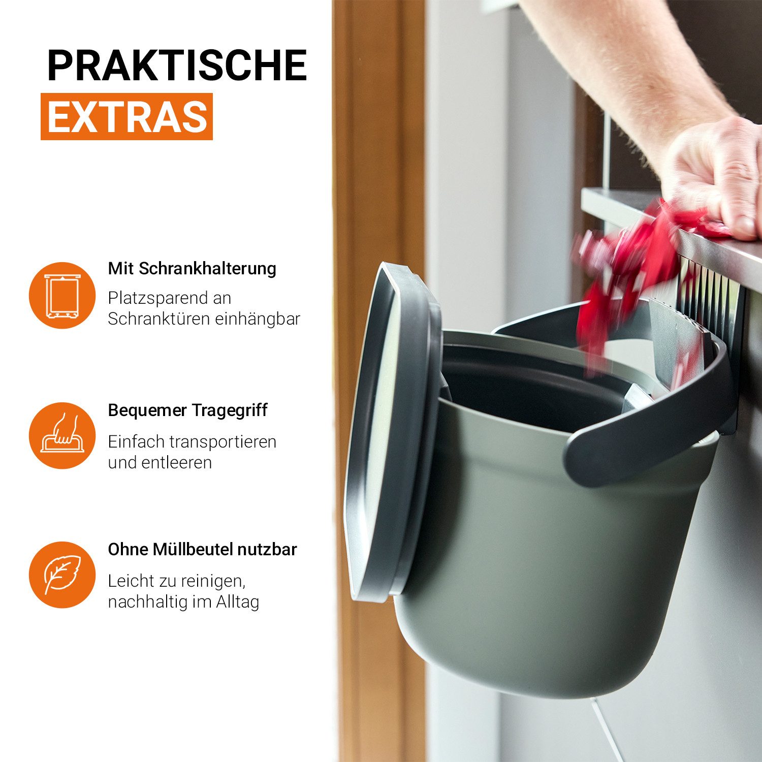 GARANTIA Biomülleimer NOVA Biomülleimer 5 Liter agave / graphite grey – Bild 5 von 5