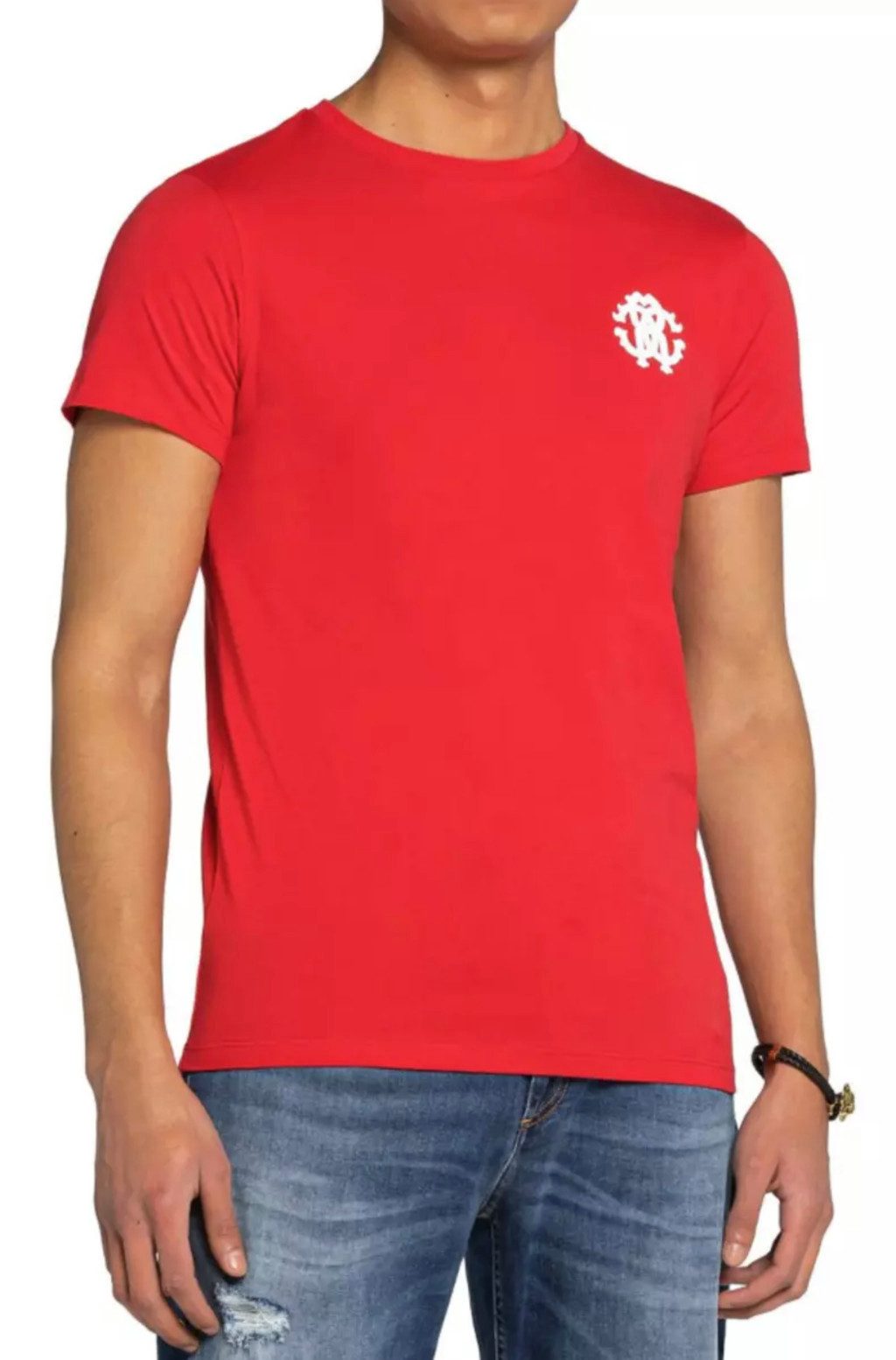 roberto cavalli T-Shirt Firenze Tiger Logo Print Slim Fit RC-Monogramm und Tiger-Print auf der Brust