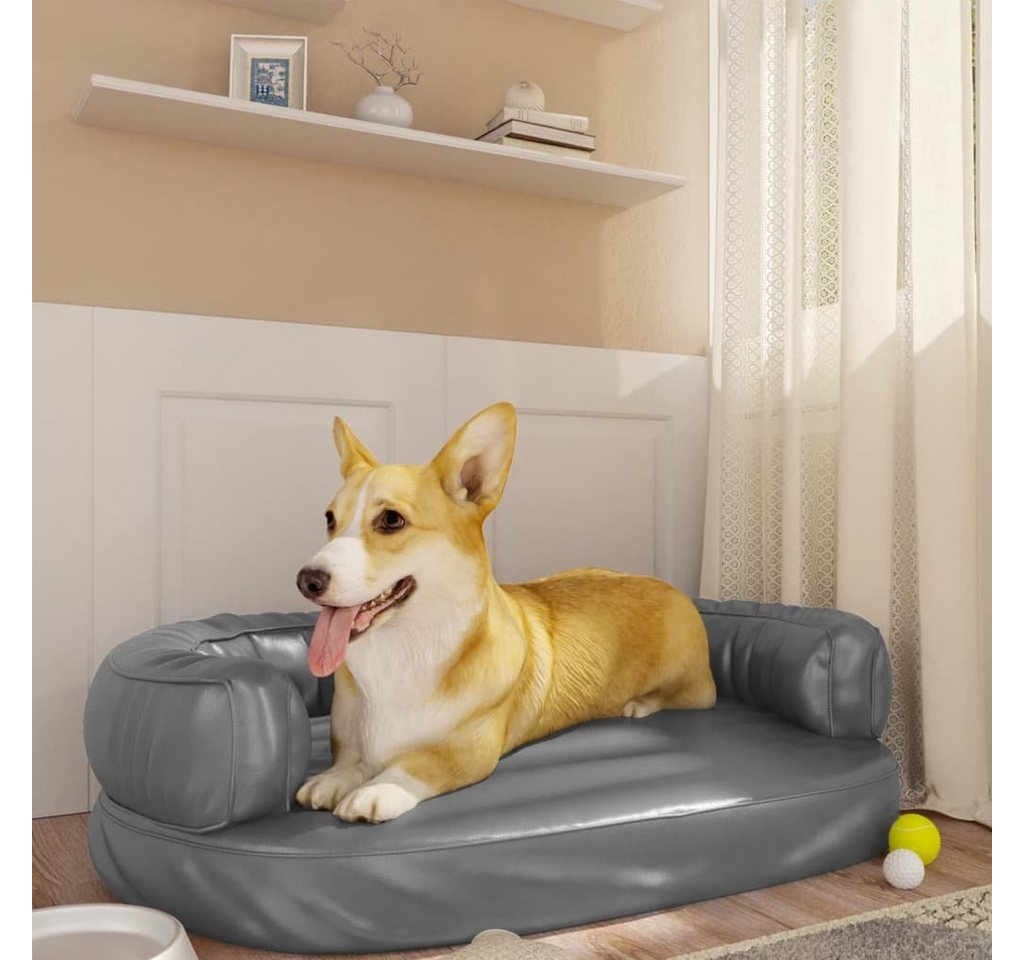 Thumbnail - furnicato Tierbett Hundebett Ergonomisch Schaumstoff Grau 75x53 cm Kunstleder