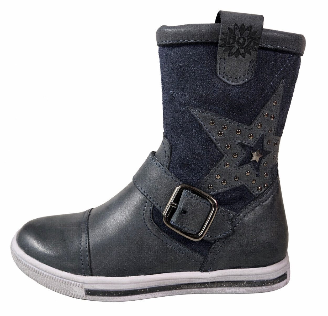 Braqeez Bootie Halbstifel Leder Mädchen dark blue Bikerboots aus echtem Leder