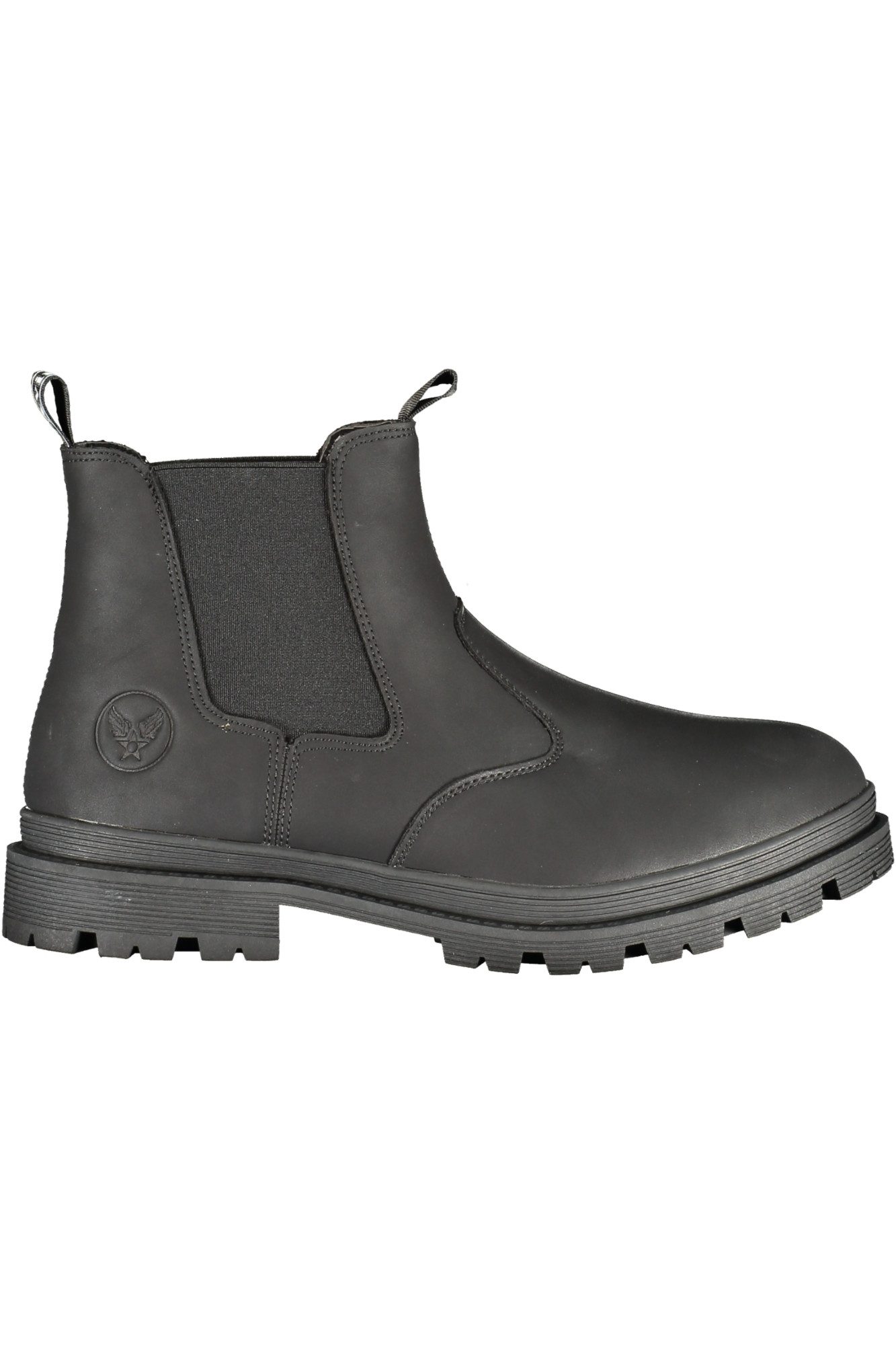 AVX AVIREX DEPT Stiefelette Herrenstiefel schwarz mit Elastikeinsatz und Print