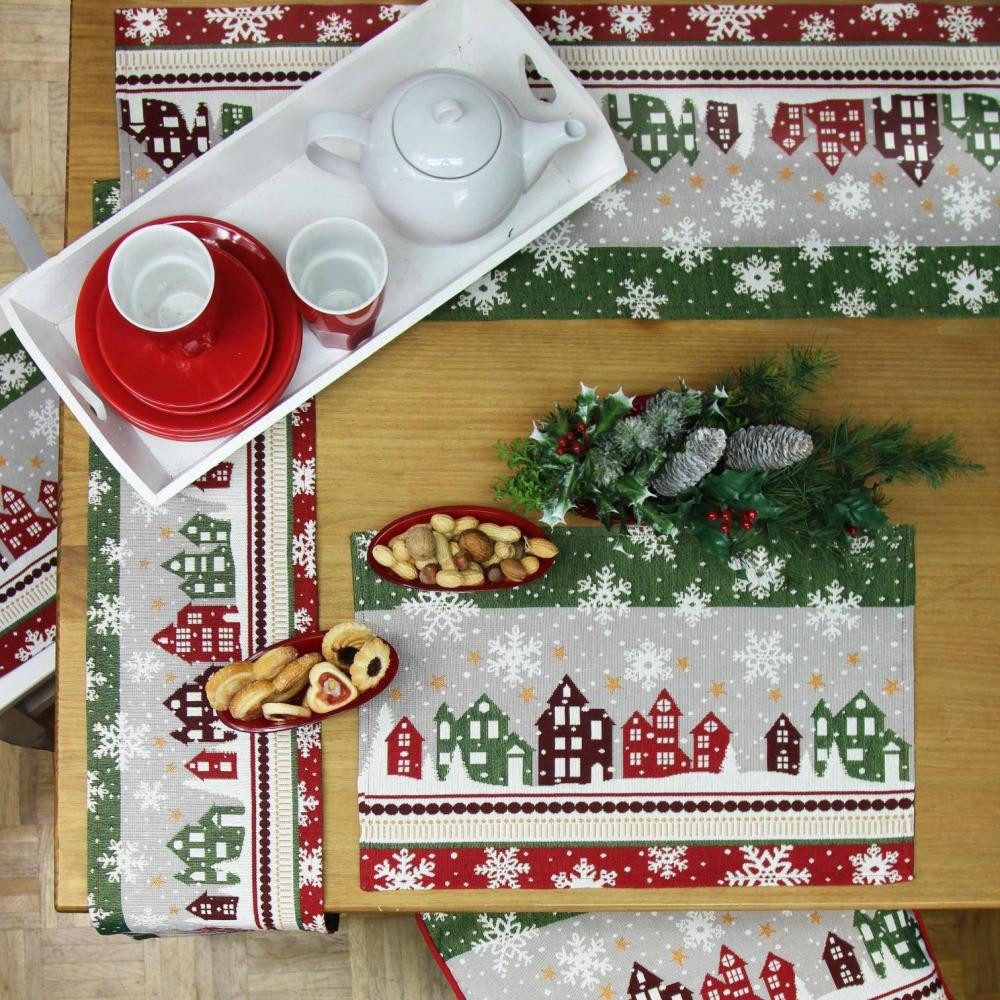 sander table + home Tischläufer Winter Lights in der Farbe Rot 32 x 96 cm