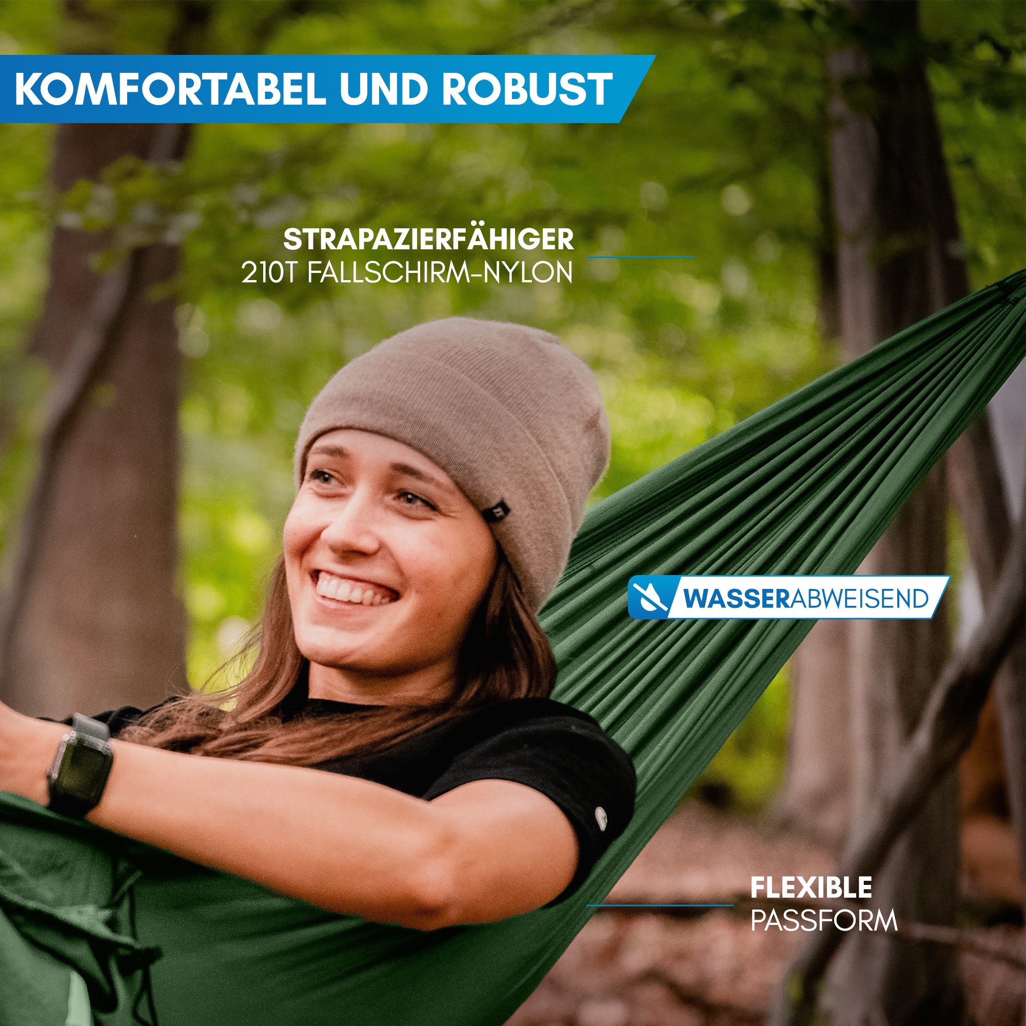 Nordmut Hängematte NORDMUT® Ultraleichte Hängematte Outdoor [mit Befestigungs-Set], extrem robust, kompakt, vielseitig einsetzbar