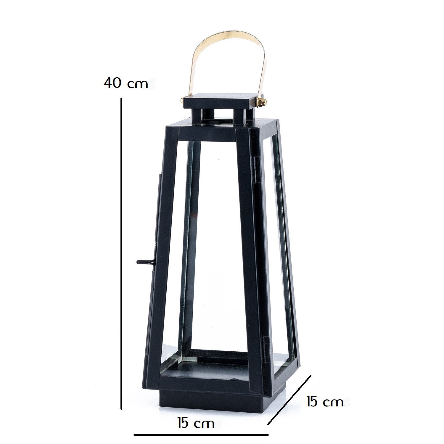 Marrakesch Orient & Mediterran Interior Kerzenlaterne Windlichter Gartenlaterne Eirik aus Metall, 2er-Set, in Schwarz 40 cm (2 St), 2er Set – Bild 3 von 5