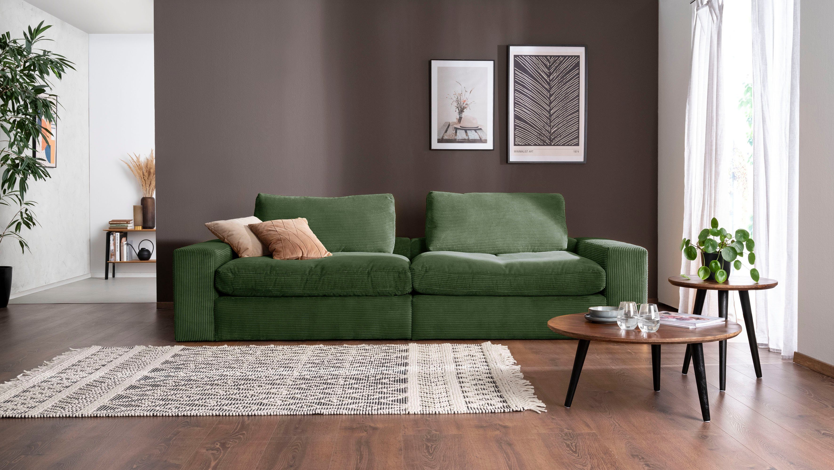 alina Big-Sofa Sandy, 256 cm breit und 123 cm tief, in modernem Cordstoff