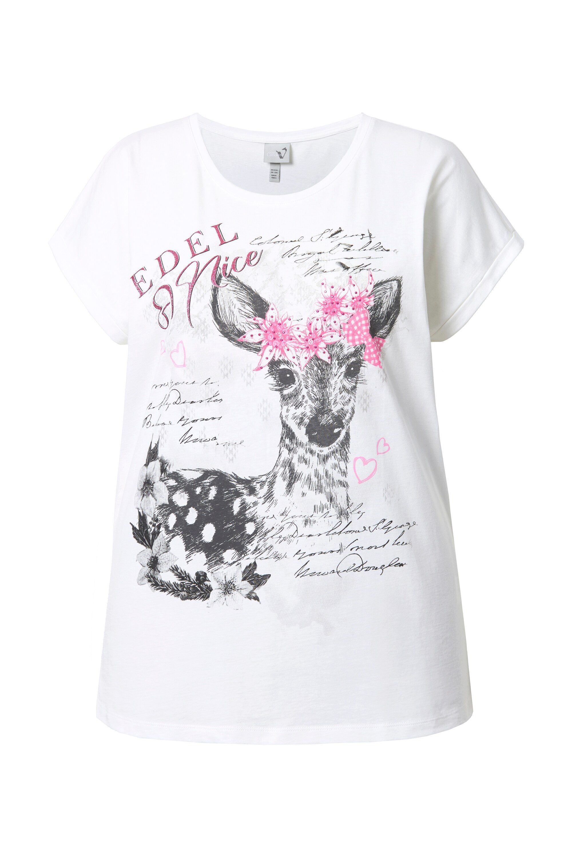 Ulla Popken T-Shirt T-Shirt Rehkitz Oversized Rundhals Halbarm günstig online kaufen