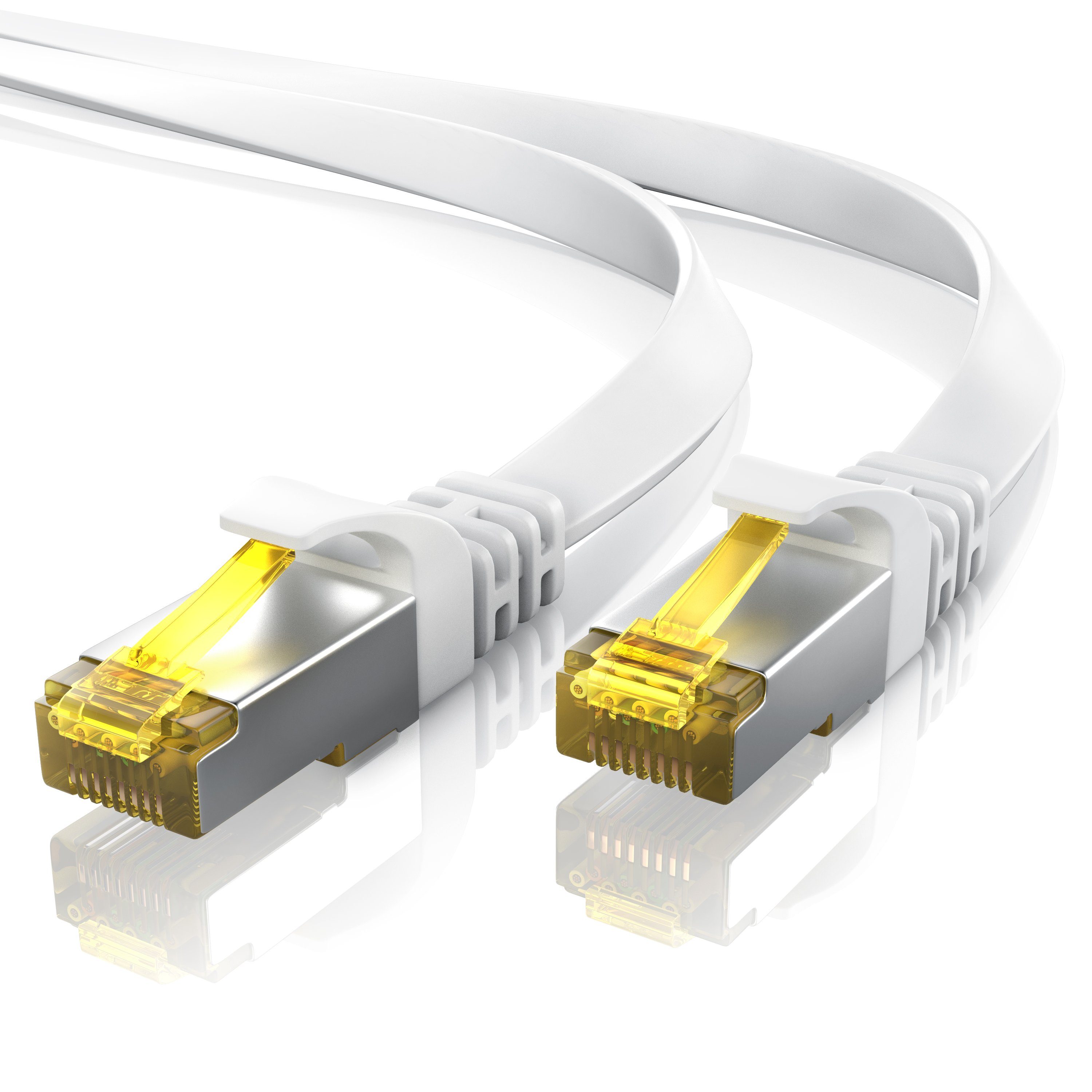 Primewire CAT 7 Flachband Gigabit Netzwerkkabel 10 Gbit/s Patchkabel flach 3m LAN-Kabel, CAT.7, RJ-45 (Ethernet) (300 cm), für Router, Modem, Switch, PC, ideal für Gaming, Streaming, Homeoffice
